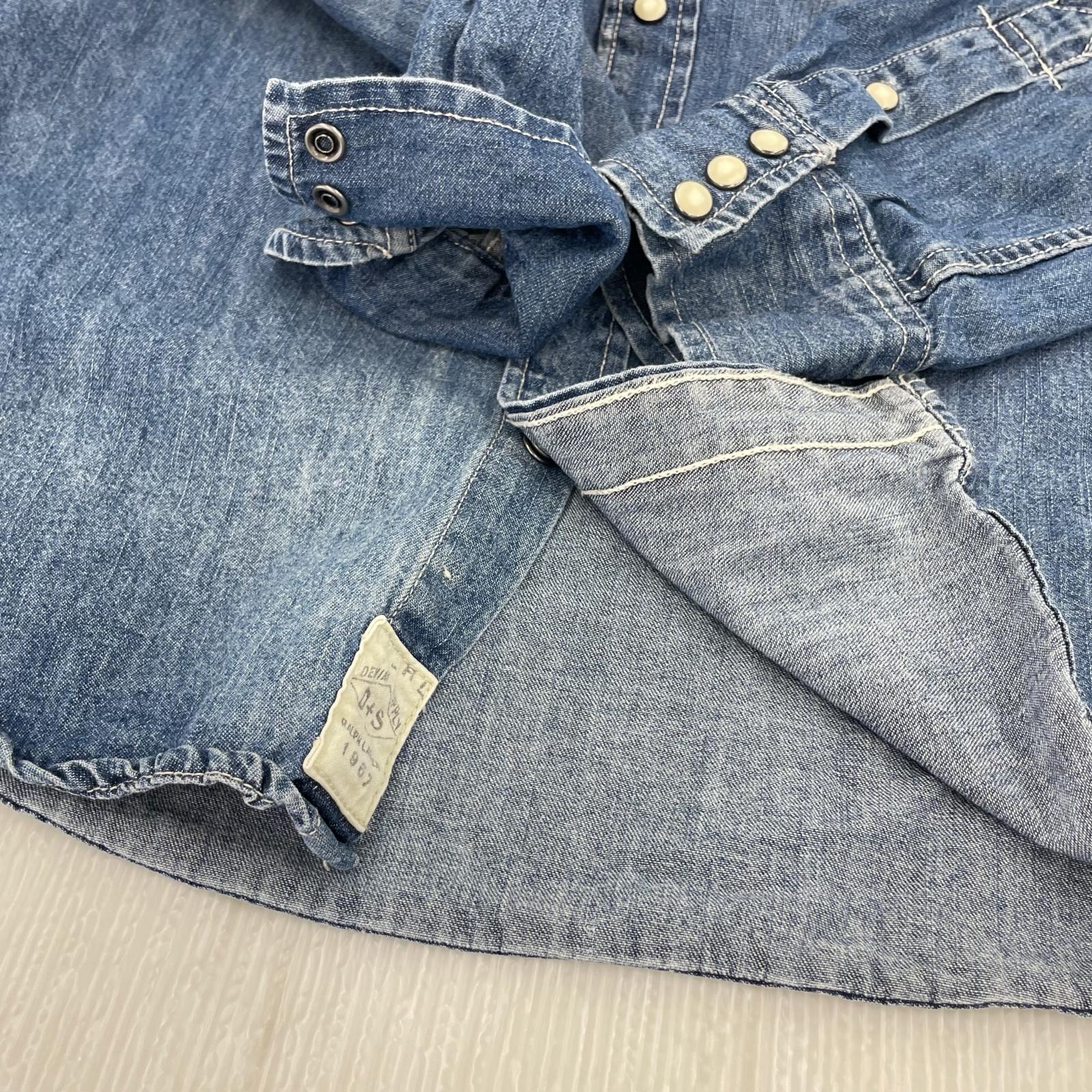 長袖シャツ RALPH LAUREN ウエスタン デニムシャツ スタッズ (M) M ブルー