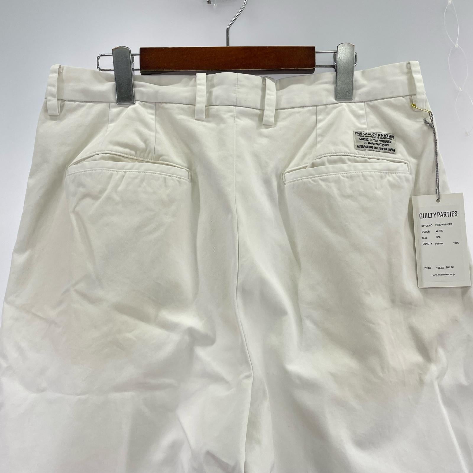 パンツ DOUBLE PLEATED CHINO TROUSERS ホワイト