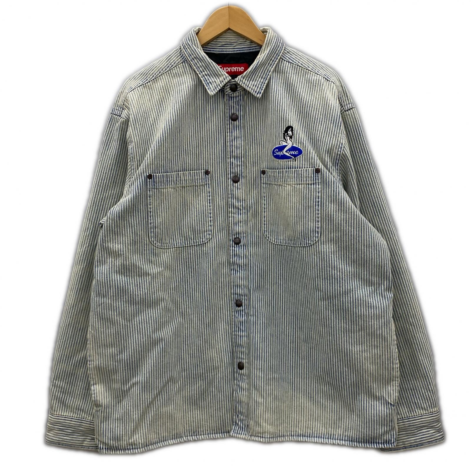 ジャケット Supreme Quilted Lined Denim Snap Shirt L L ブルー