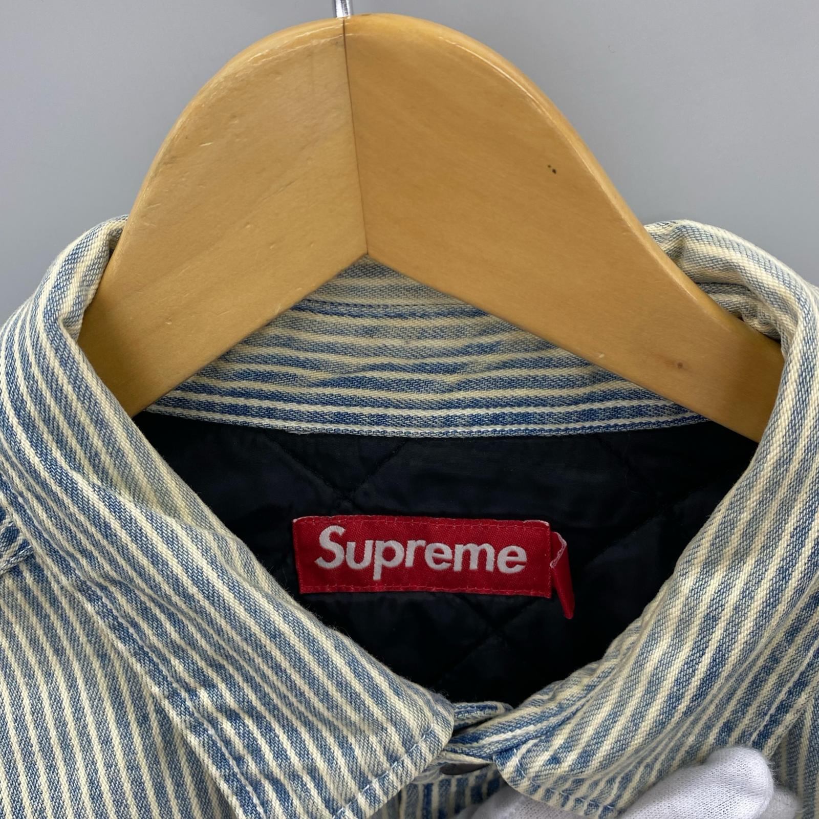 ジャケット Supreme Quilted Lined Denim Snap Shirt L L ブルー