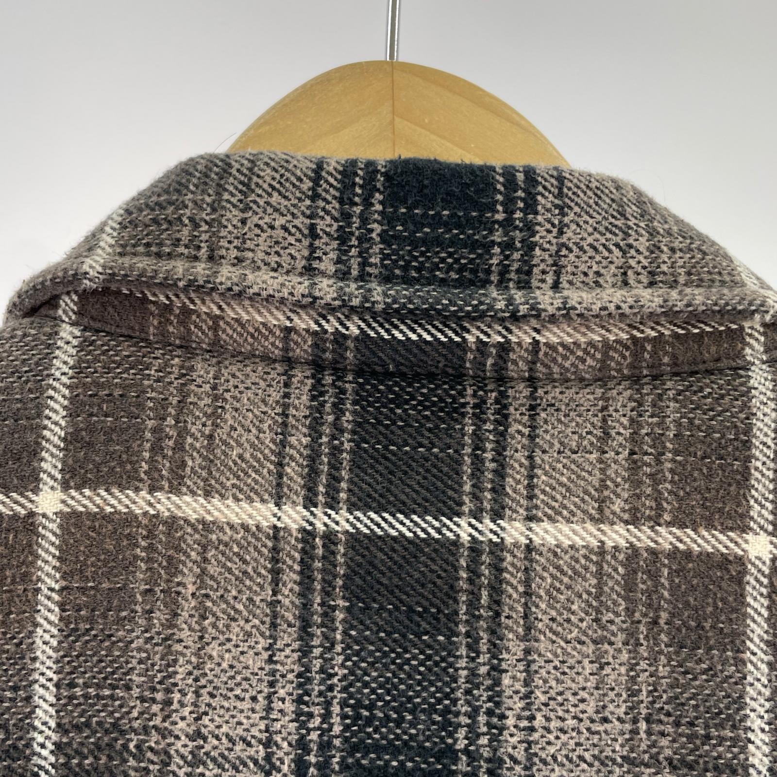 長袖シャツ shearling lined flannel shirt L