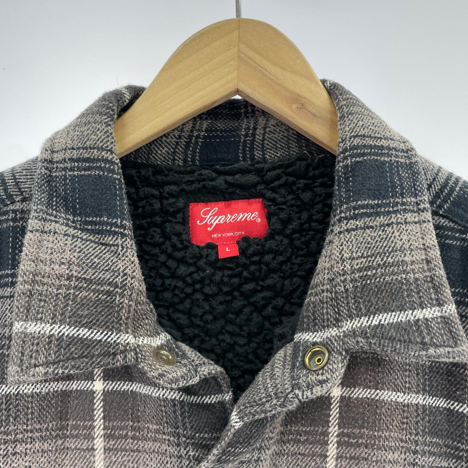 長袖シャツ shearling lined flannel shirt L
