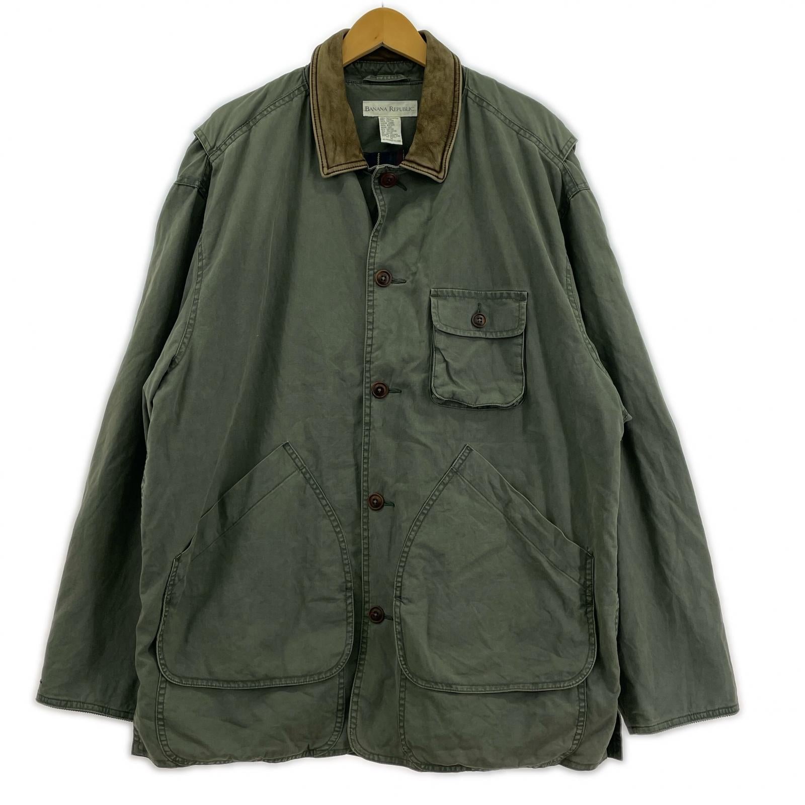 ジャケット 襟レザー 90s ジャケット カーキ M M カーキ