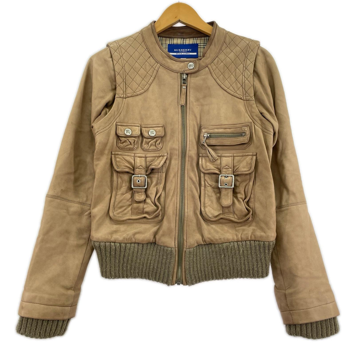 レザージャケット Leather Multi Pocket Jacket BEG 38 ベージュ
