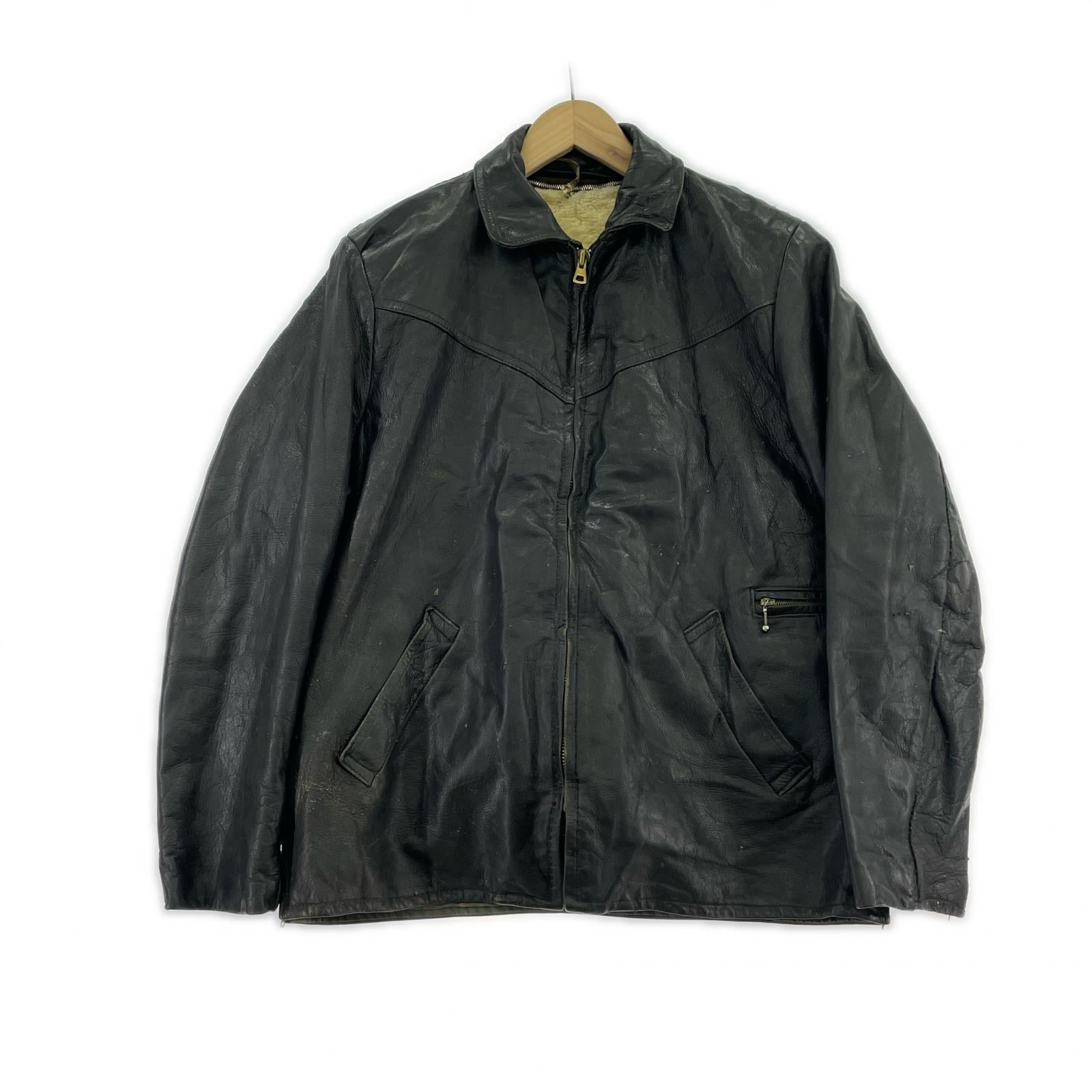 レザージャケット 50s~ Akta Getskinn opti ジップ 黒 ブラック
