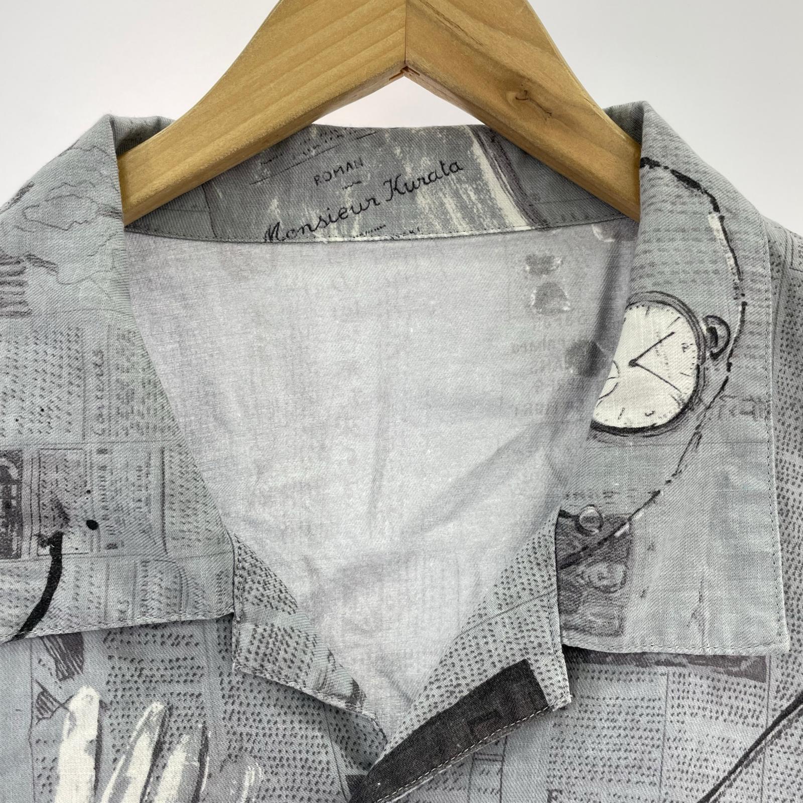 半袖シャツ MONSIEUR KURATA COTTON LINEN グレー (XL) グレー