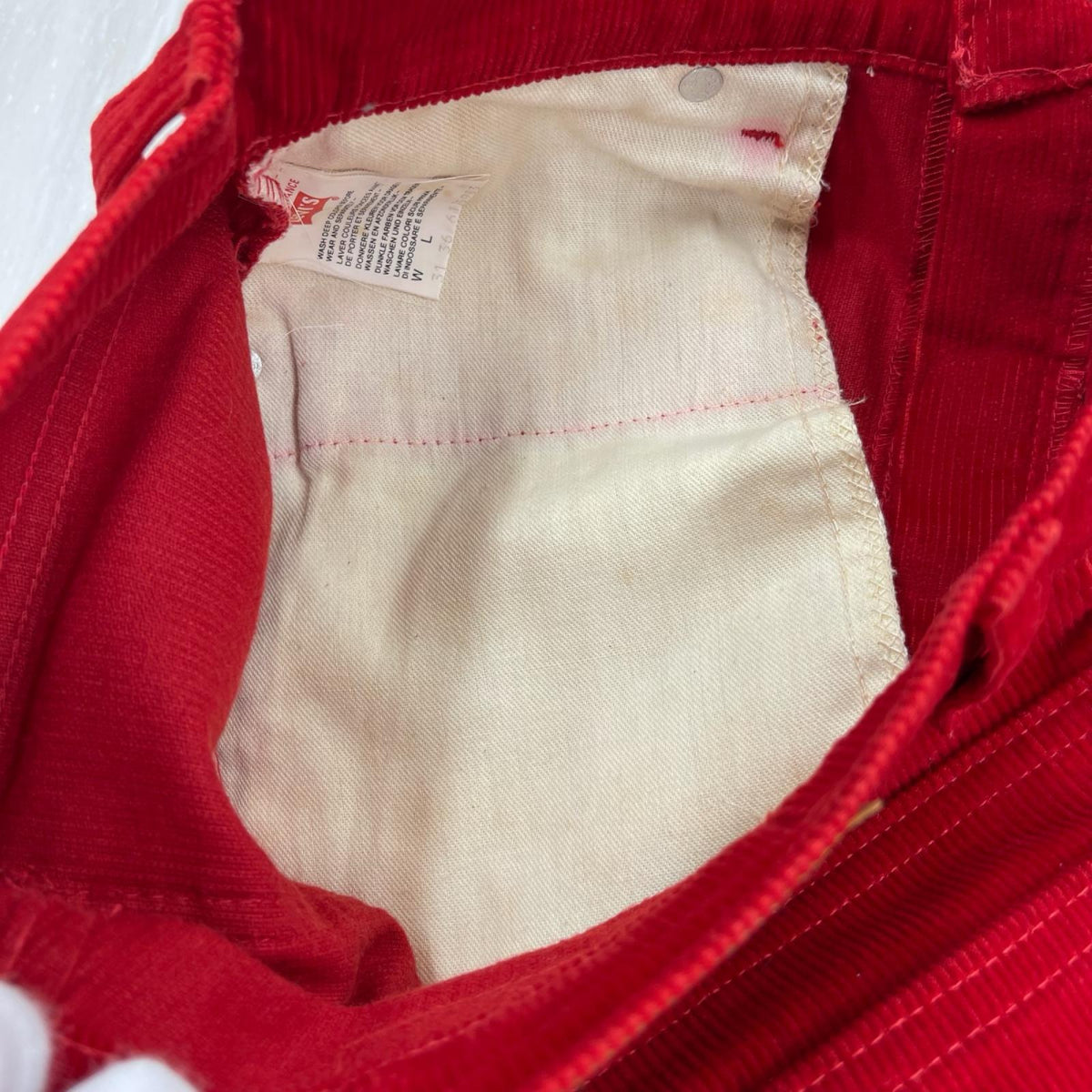 パンツ 90s フランス製 615 コーデュロイ 赤 レッド