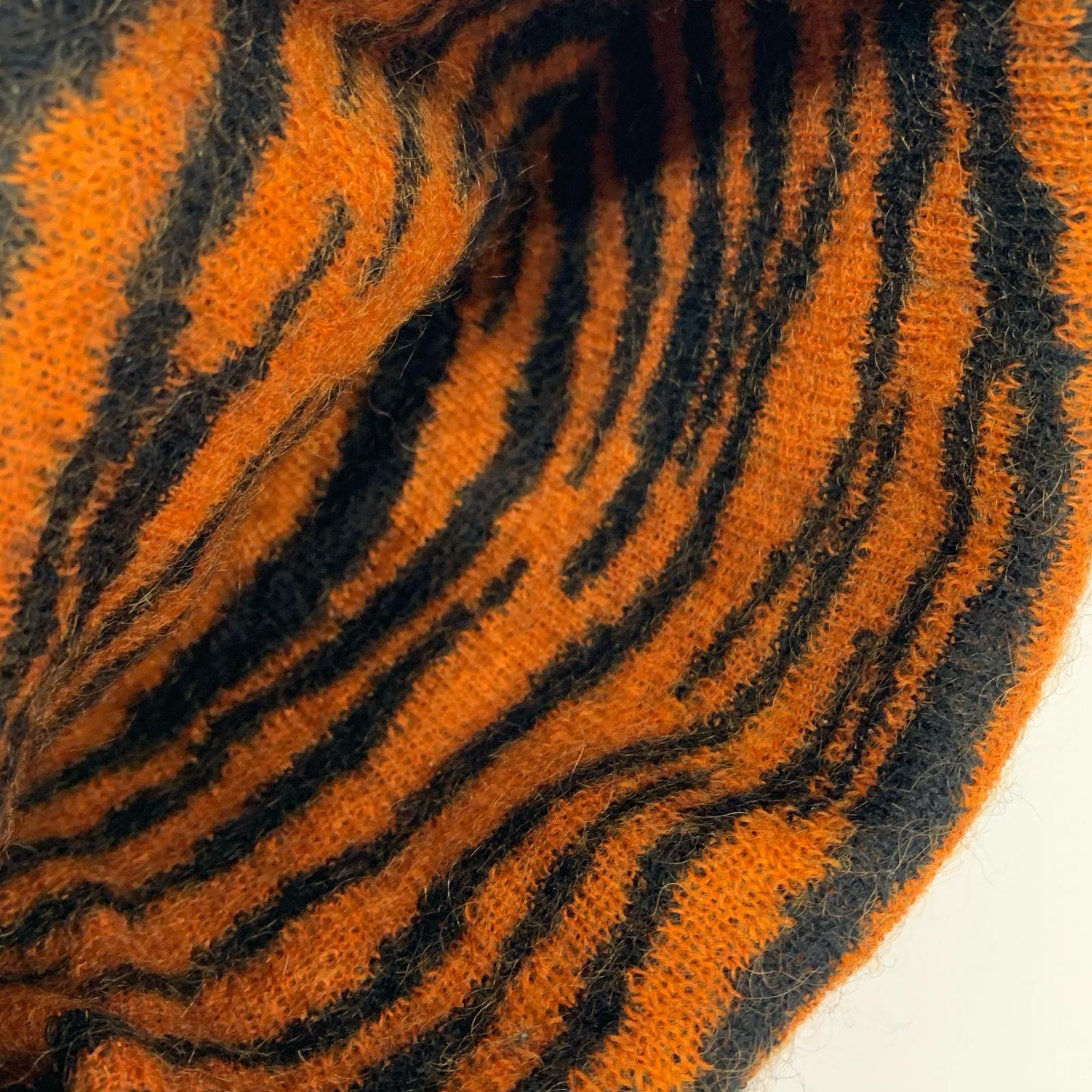 ニットキャップ 20FW Mohair Tiger Stripe ブラウン