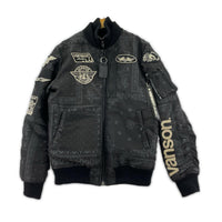 ジャケット MA-1 中綿 ナイロン 総柄 (M) M ブラック