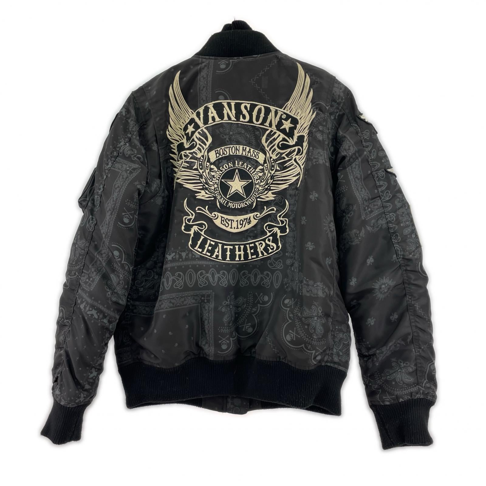 ジャケット MA-1 中綿 ナイロン 総柄 (M) M ブラック