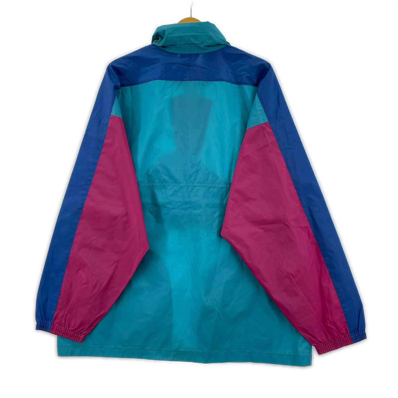 ジャケット 80-90s 万国旗タグ アノラックパーカ GRN/BLU/PPL L L ブルー