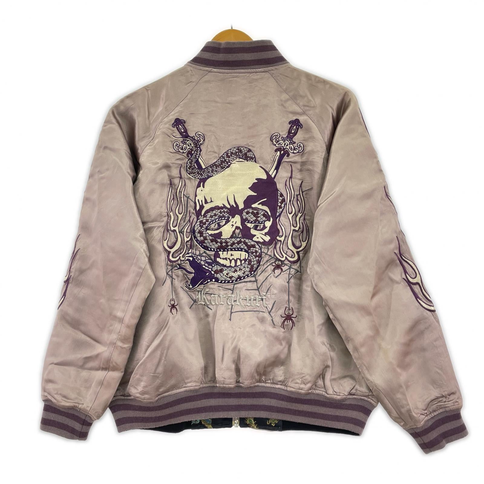 ブルゾン 絡繰魂 リバーシブルスカジャン PPL/BLK M M