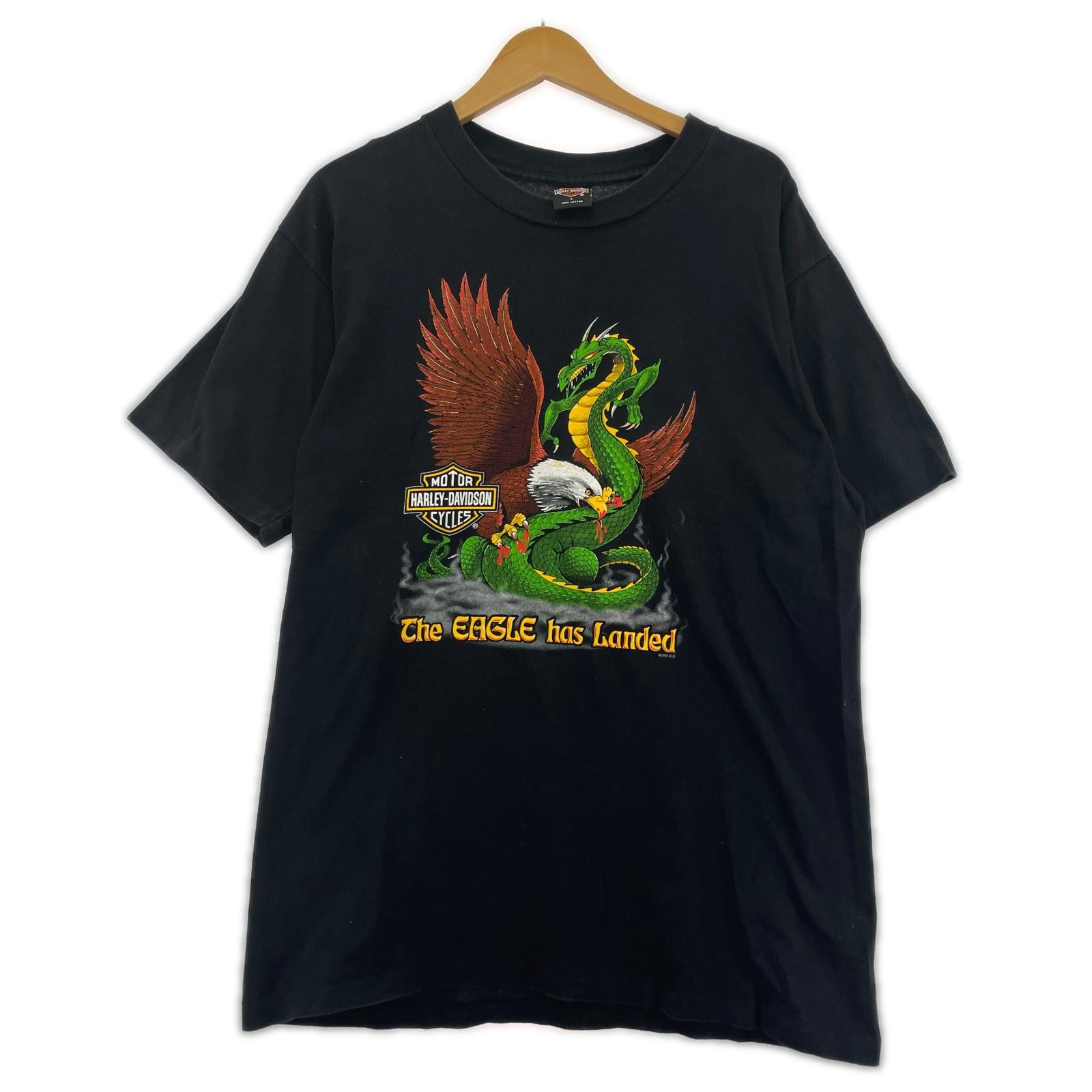 半袖Tシャツ 90s HARLEY-DAVIDSON ドラゴン L ブラック