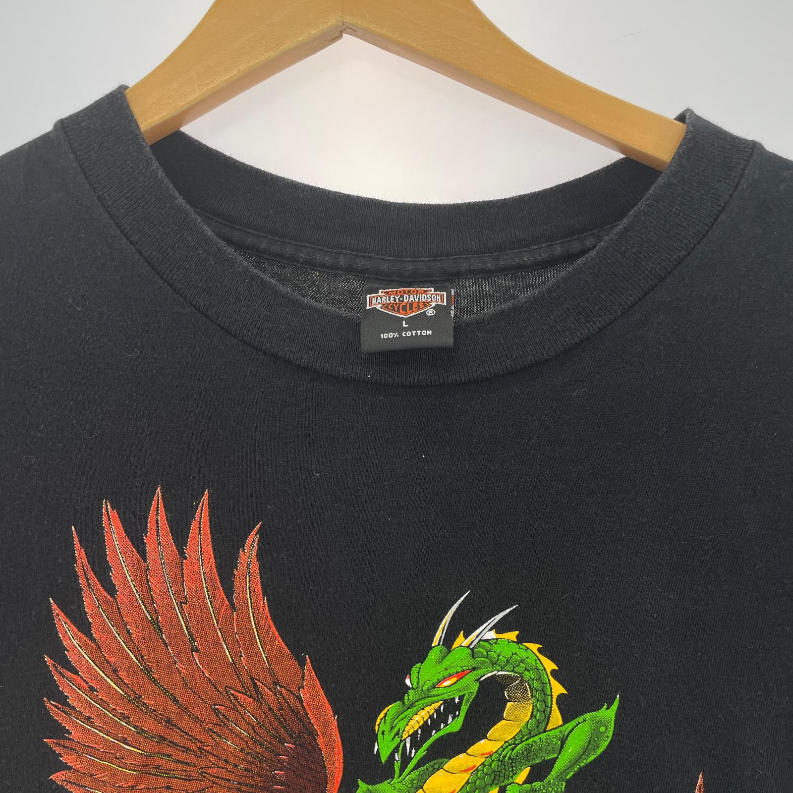 半袖Tシャツ 90s HARLEY-DAVIDSON ドラゴン L ブラック