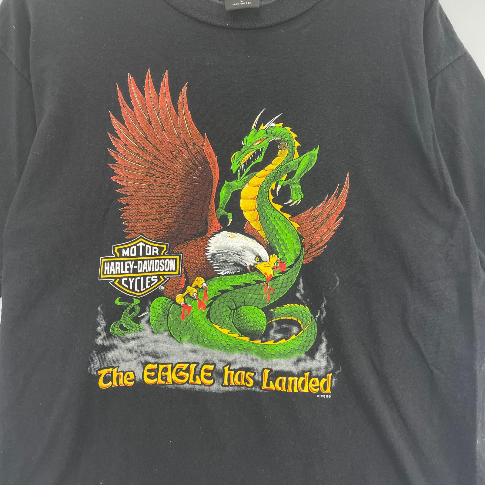 半袖Tシャツ 90s HARLEY-DAVIDSON ドラゴン L ブラック