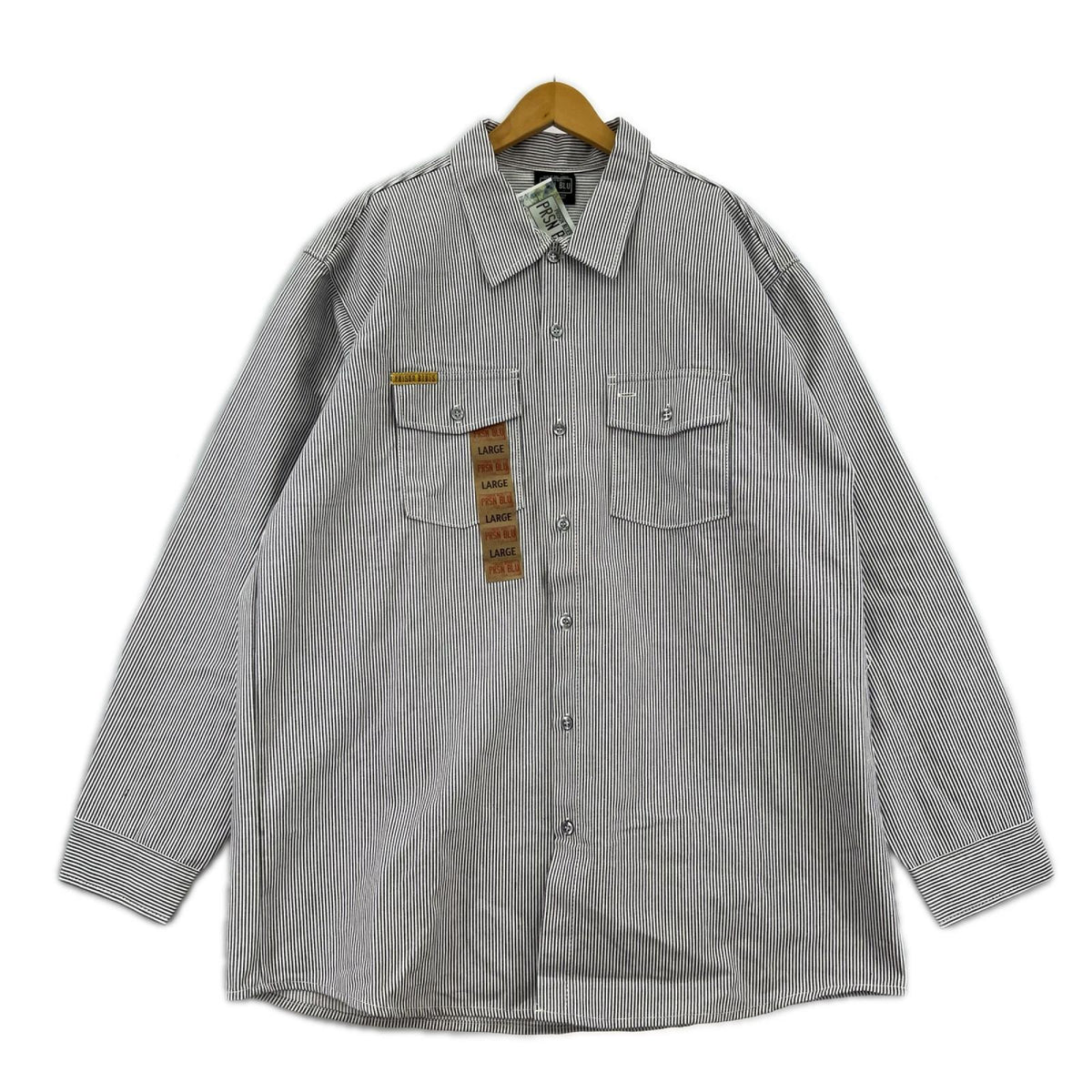 長袖シャツ PRISON BLUES ヒッコリーワークシャツ L ネイビー