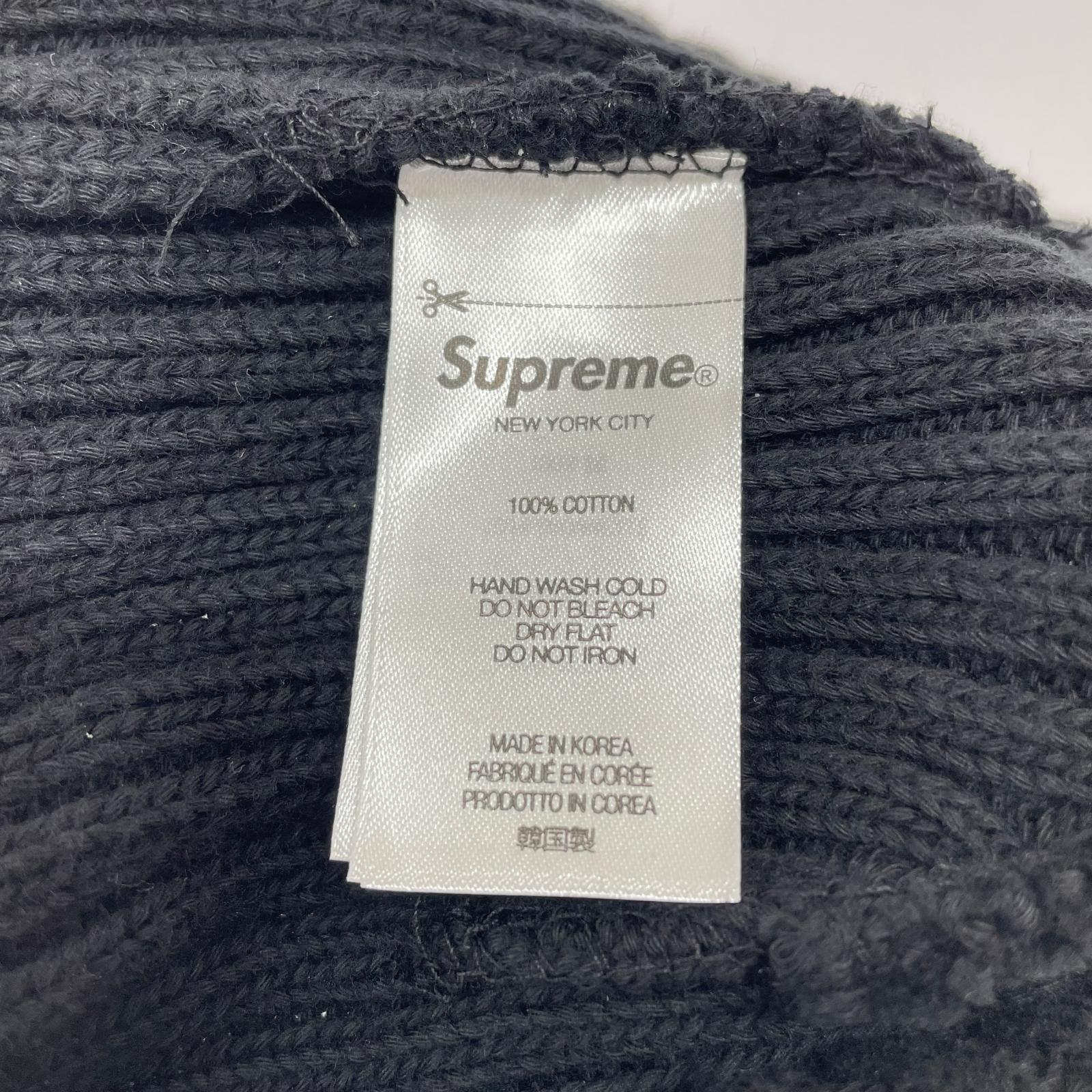 ニットキャップ Ribbed Small Box Logo Beanie 黒 ブラック