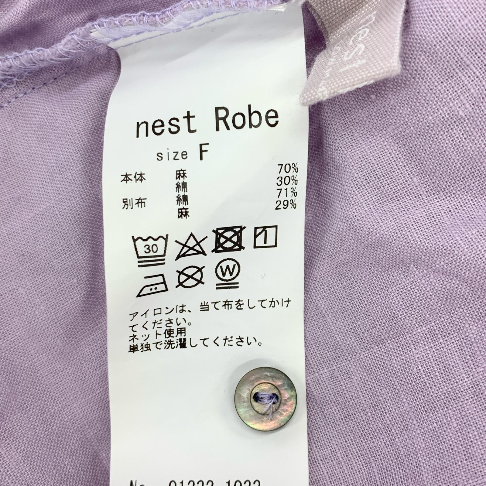 その他トップス SS ブラウス リネン 刺繍 紫 01232-1033 フリー