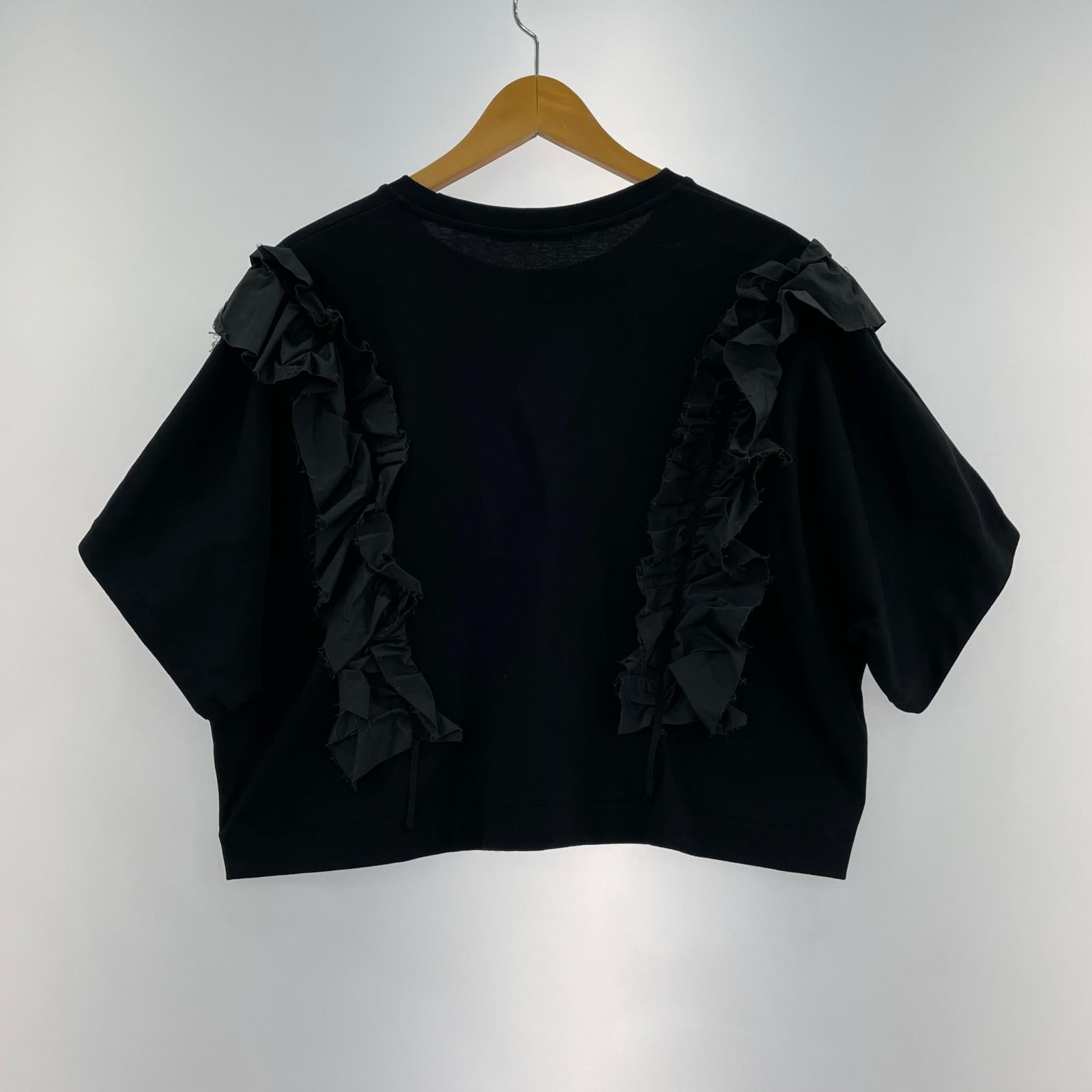 半袖Tシャツ フリル/黒 ブラック