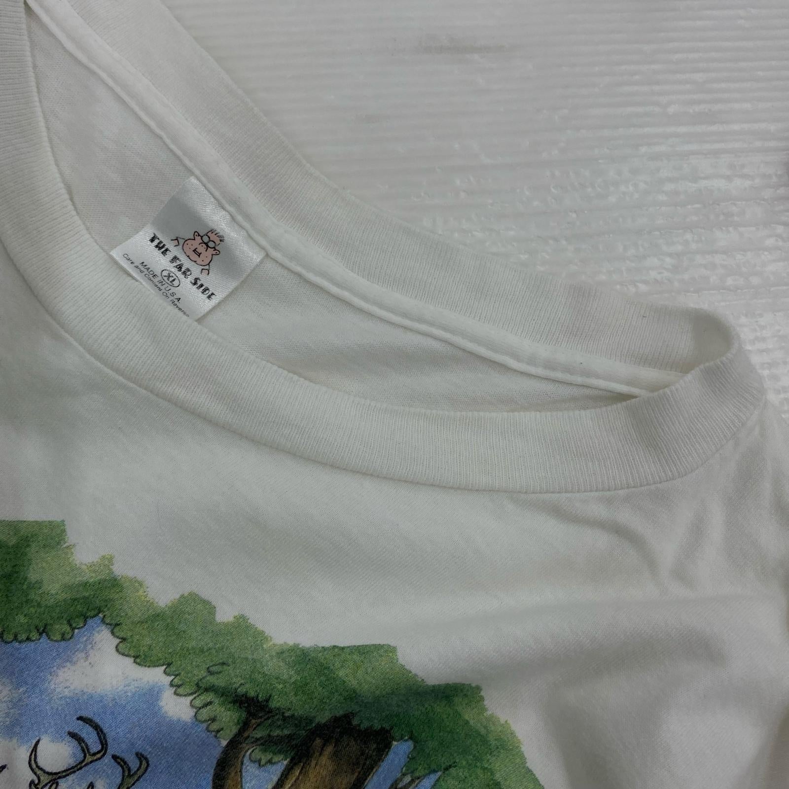 半袖Tシャツ 90s THE FAR SIDE トナカイターゲット プリントTee XL ホワイト ホワイト
