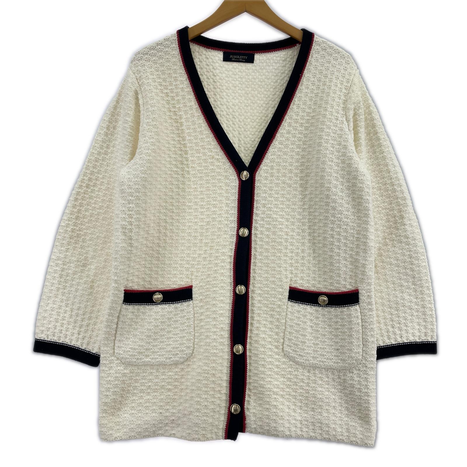 ジャケット 配色ニットジャケット 2WHT ホワイト