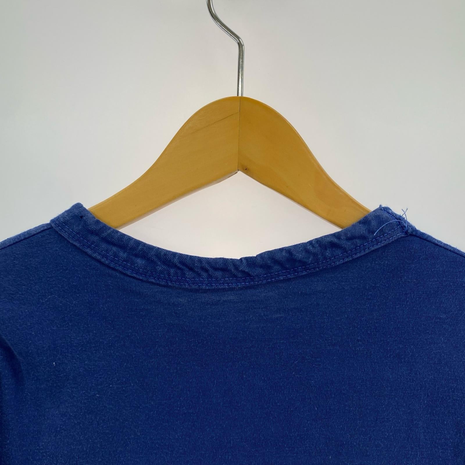 半袖Tシャツ Champion 70s バータグ ダブルフェイスプリントTee M ネイビー×ホワイト