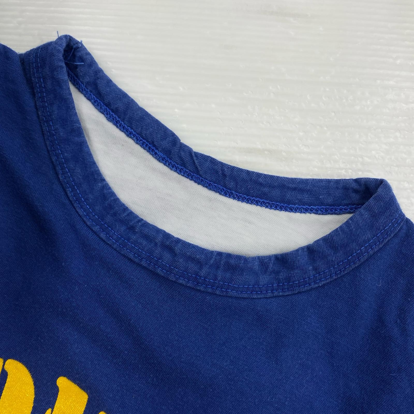 半袖Tシャツ Champion 70s バータグ ダブルフェイスプリントTee M ネイビー×ホワイト