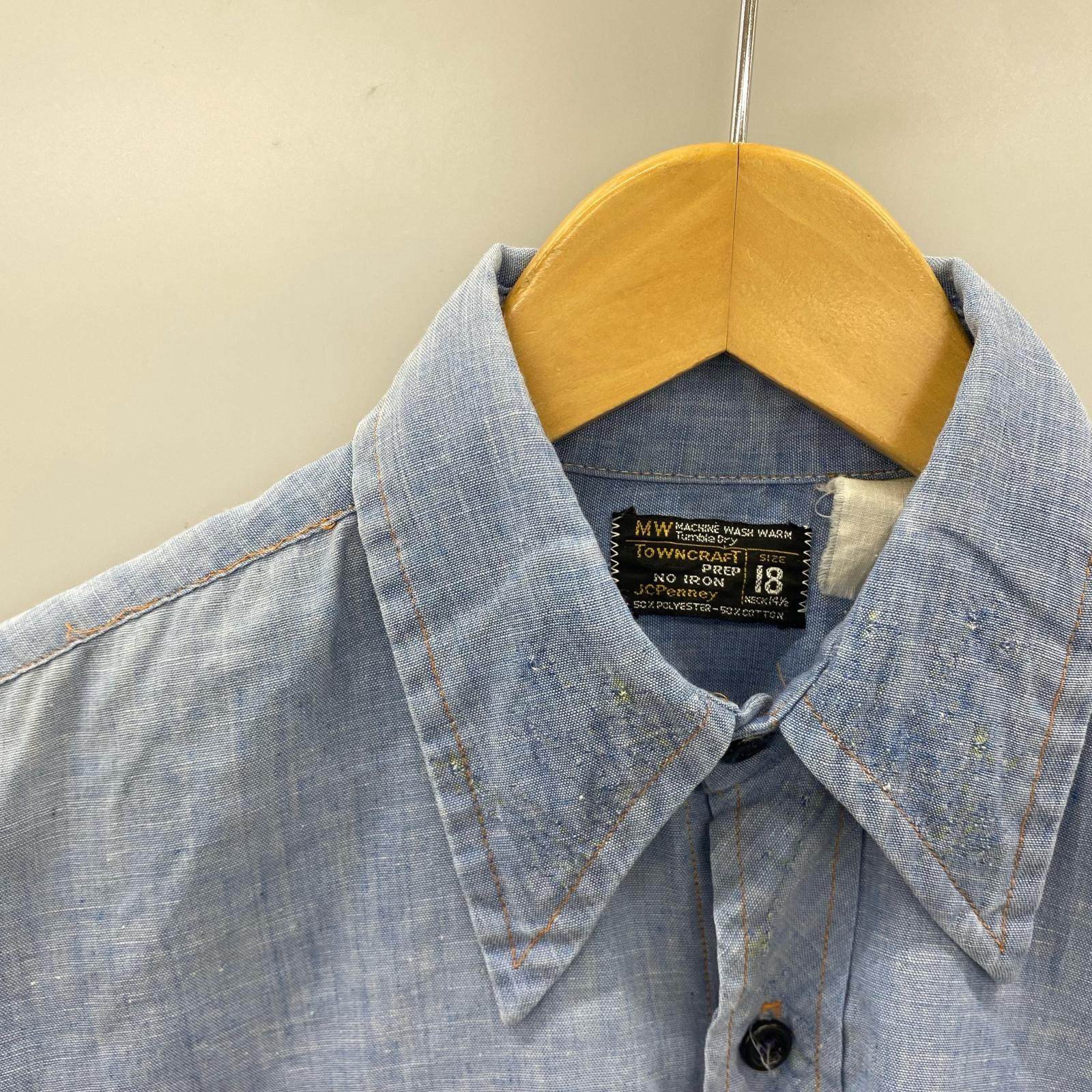 長袖シャツ TOWN CRAFT シャンブレシャツ ブルー