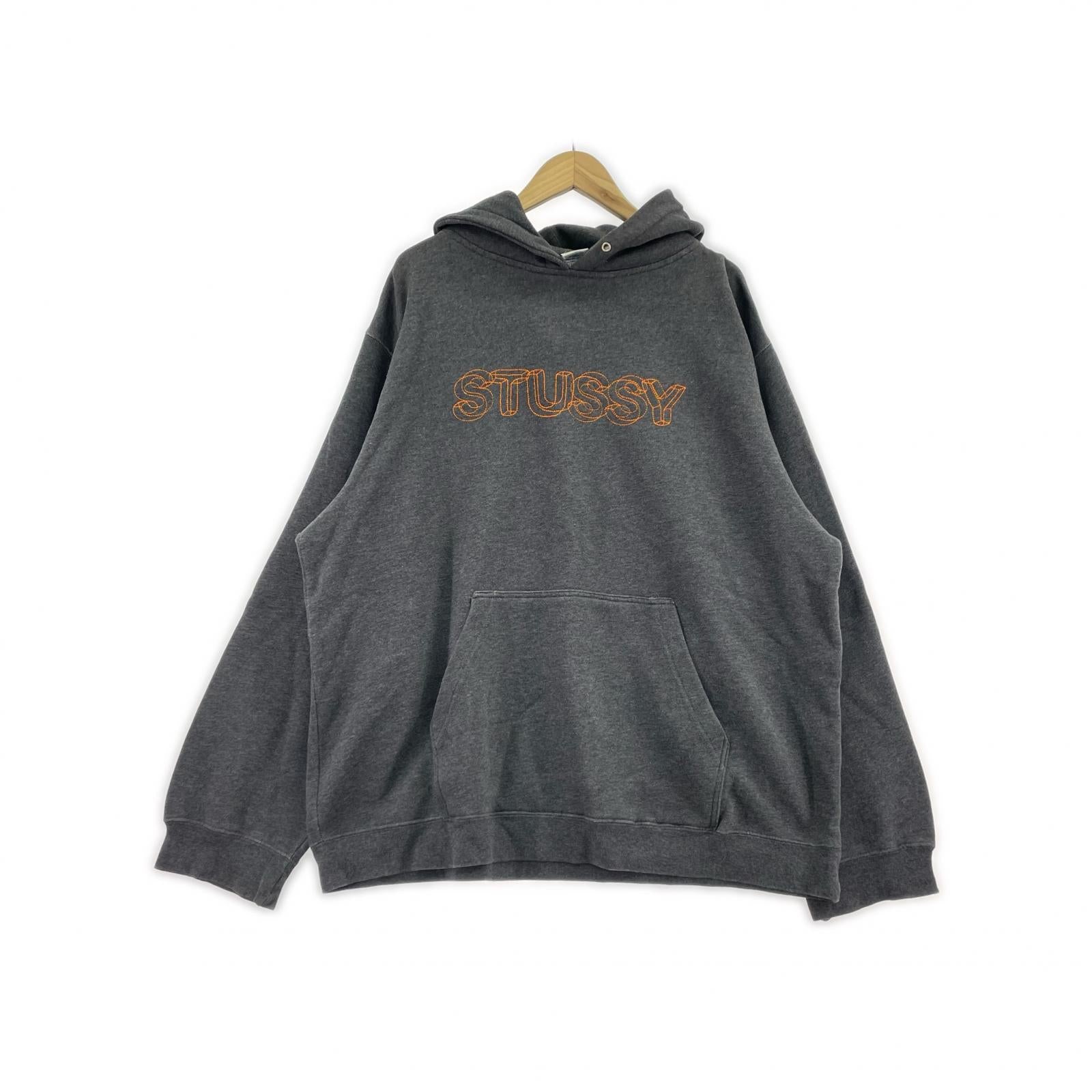 パーカー STUSSY 00s 刺繍ロゴ スウェットプルオーバーパーカー (XL) グレー