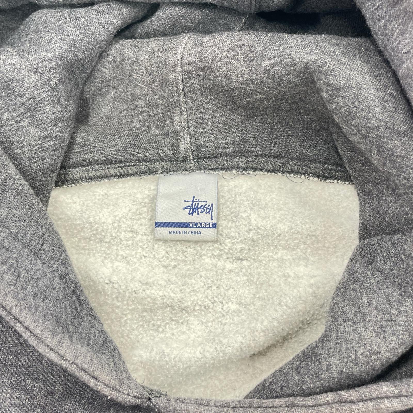 パーカー STUSSY 00s 刺繍ロゴ スウェットプルオーバーパーカー (XL) グレー