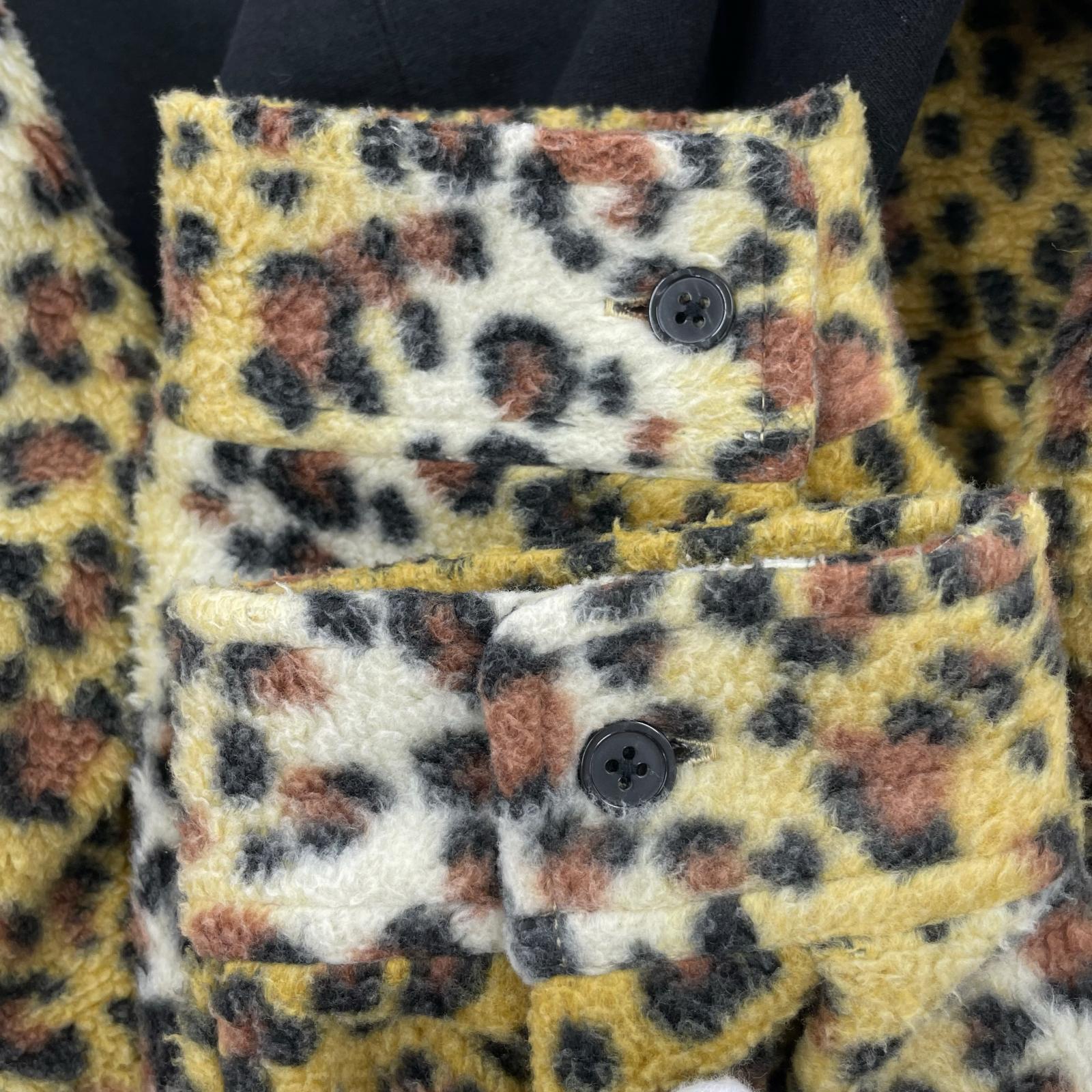 ジャケット Fleece Zip Up Hooded Shirt BrownLeopard
