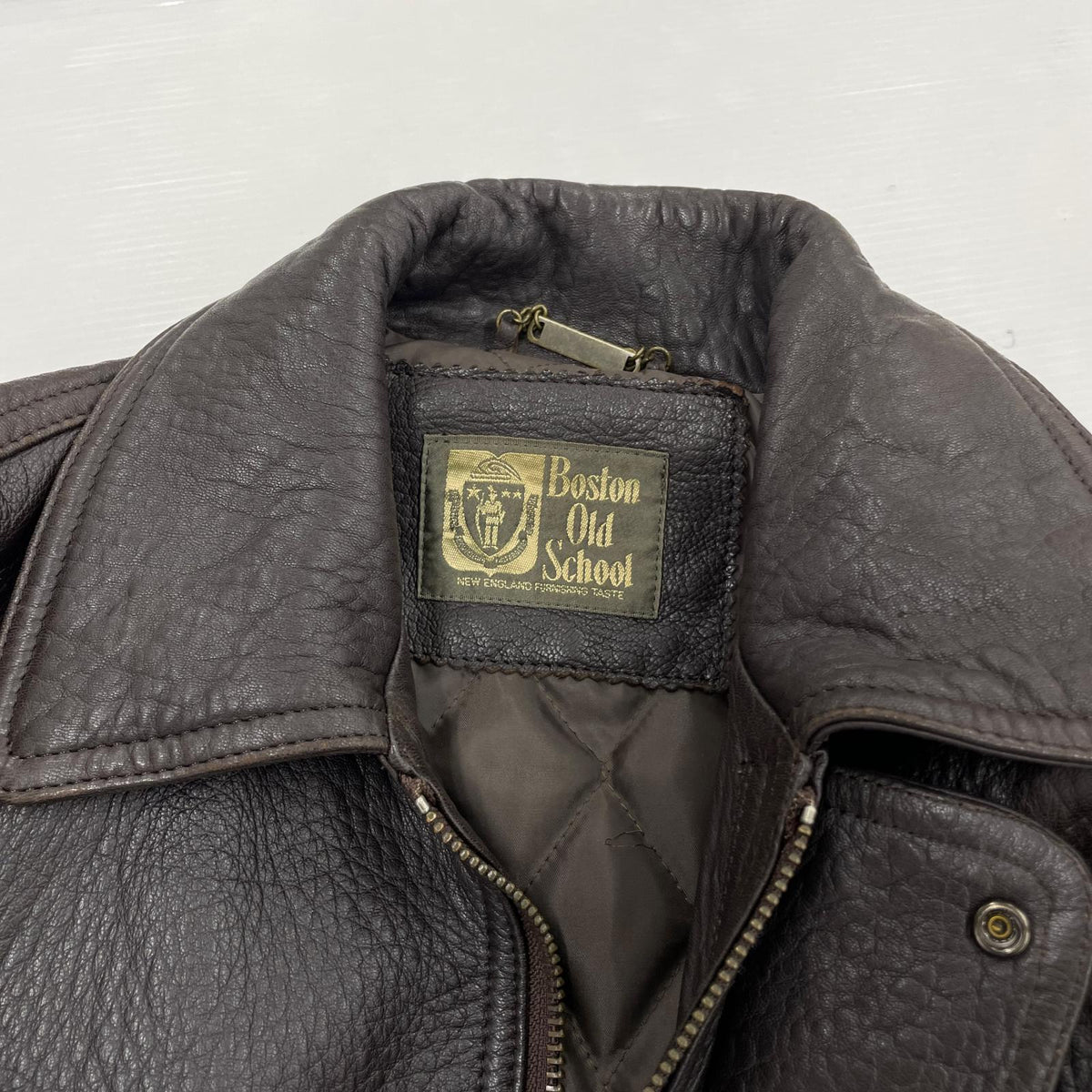 レザージャケット BOSTON OLD SCHOOL 羊革ブルゾン 茶 M ブラウン