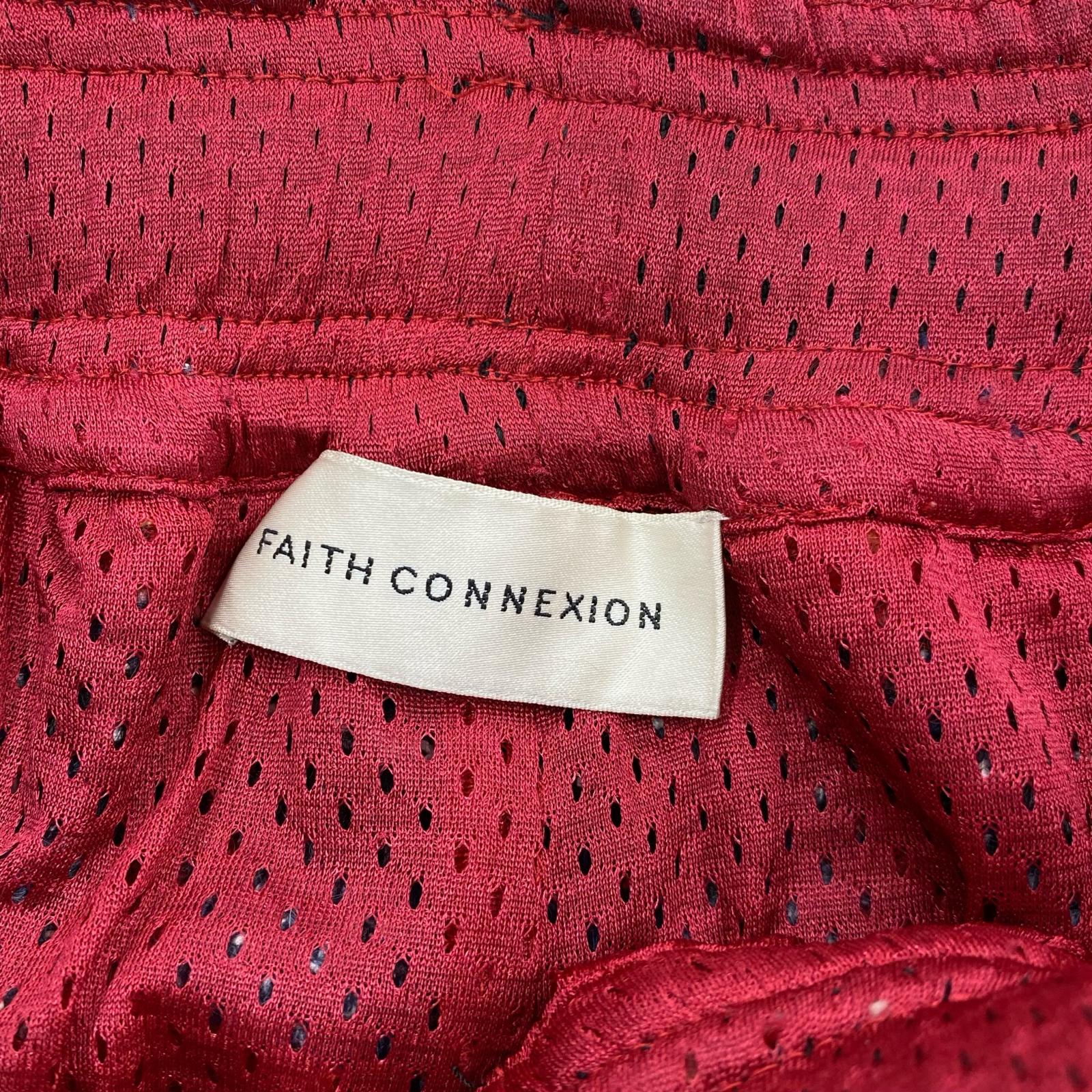 ショートパンツ FAITH CONNEXION サイドレースアップ モヘア混 ウールチェックショーツ XS 赤 レッド