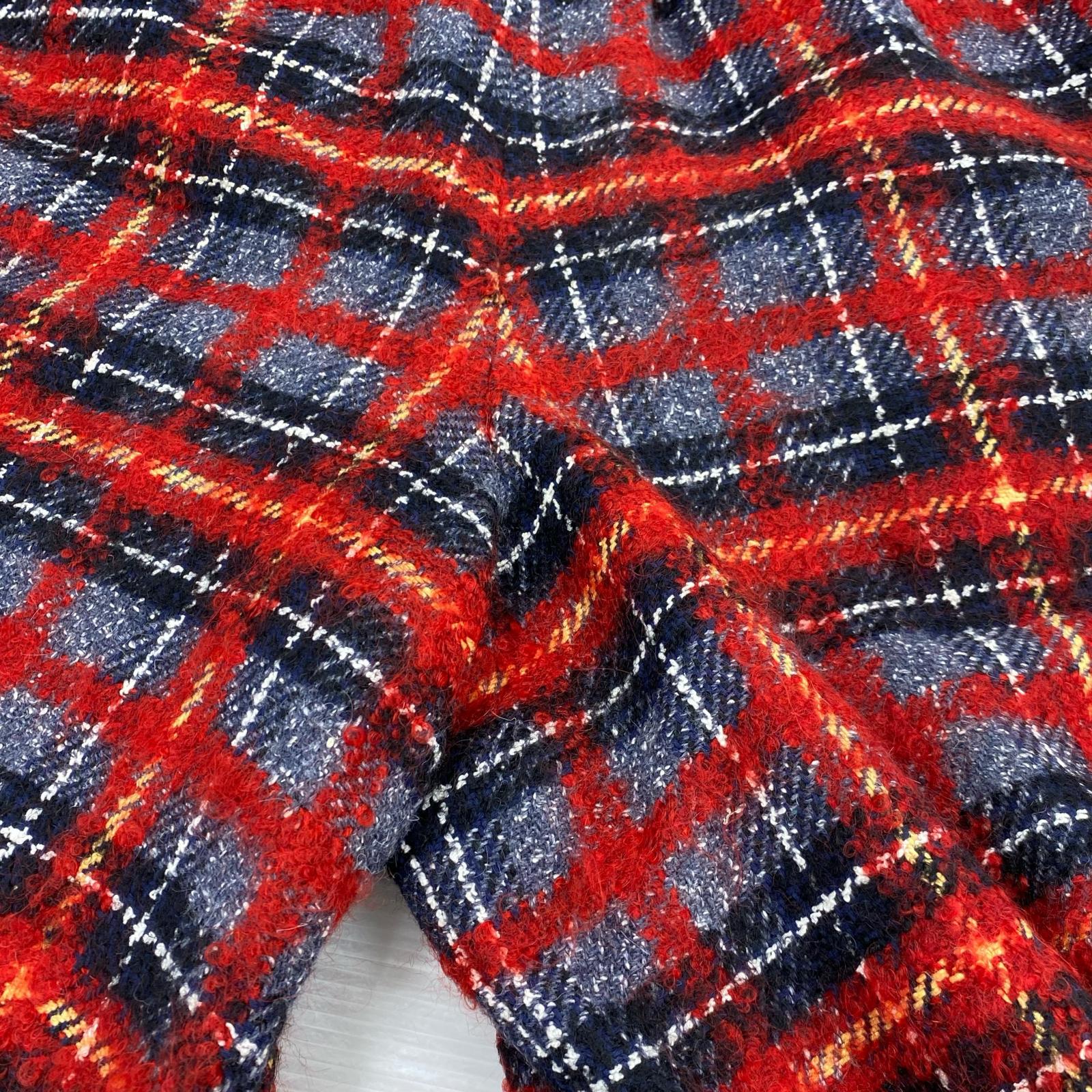 ショートパンツ FAITH CONNEXION サイドレースアップ モヘア混 ウールチェックショーツ XS 赤 レッド