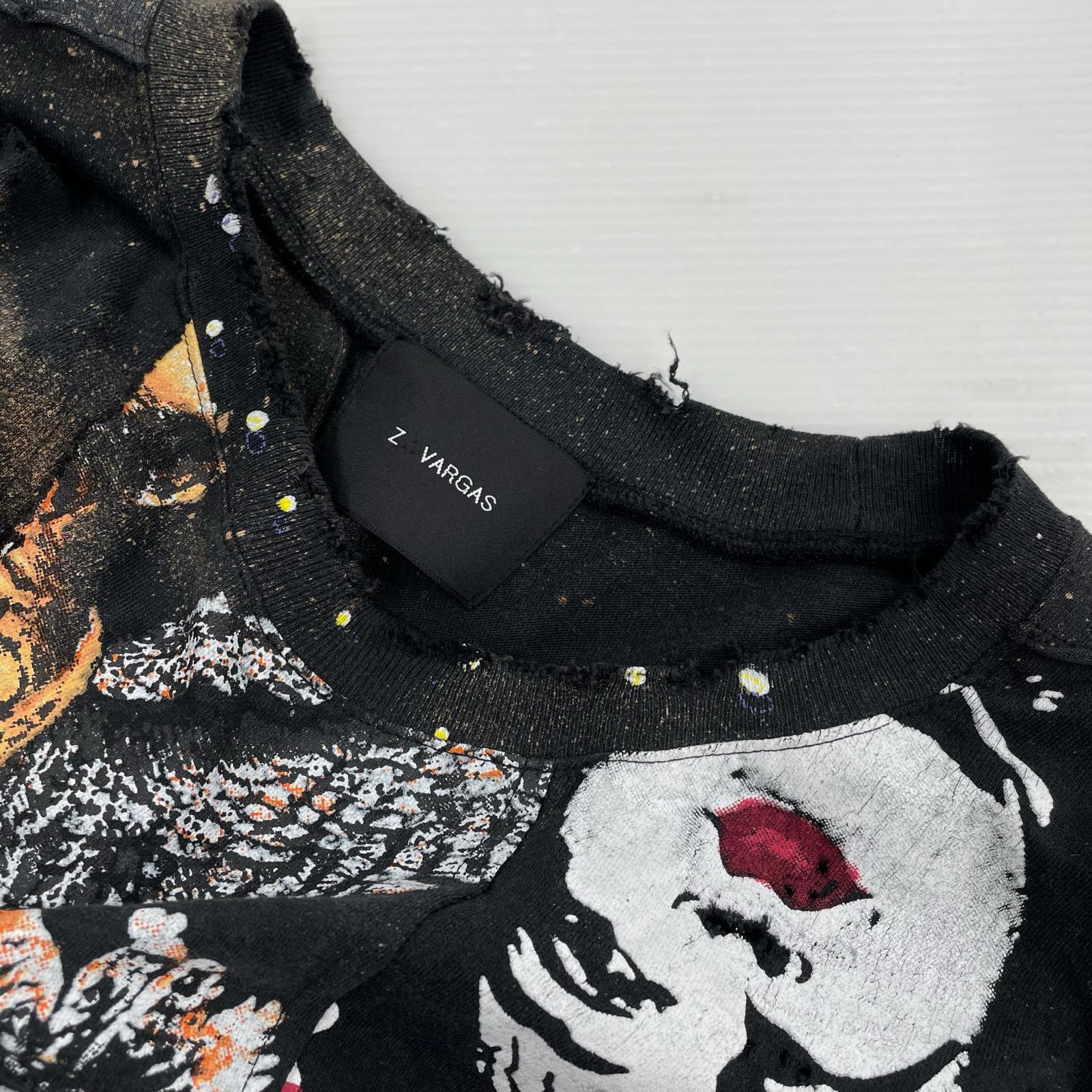 長袖Tシャツ ZAC VARGAS 解体再構築 リメイク パッチワークカットソー マルチカラー