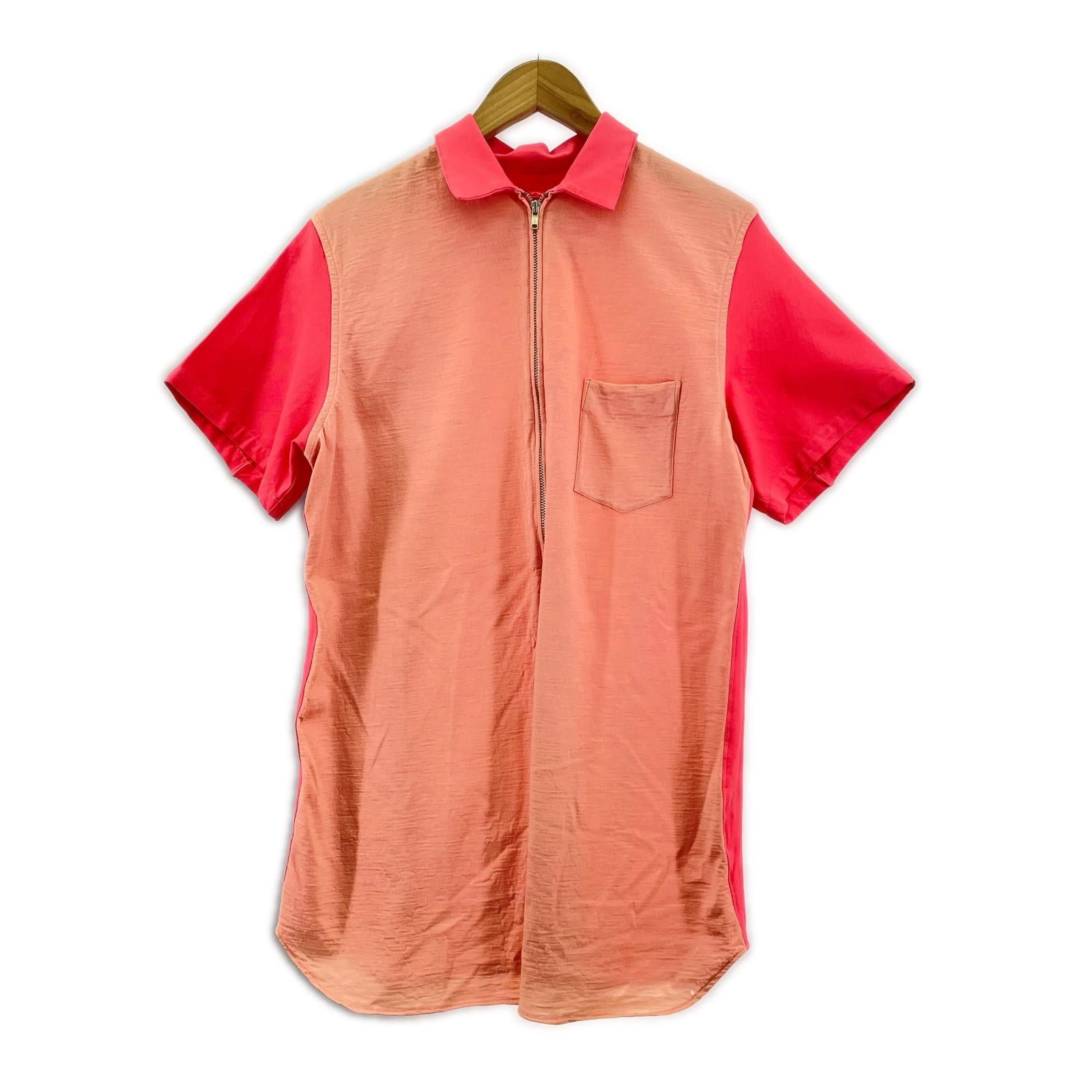 半袖シャツ SHIRT ジップアップシャツ ピンク S08099 M ピンク