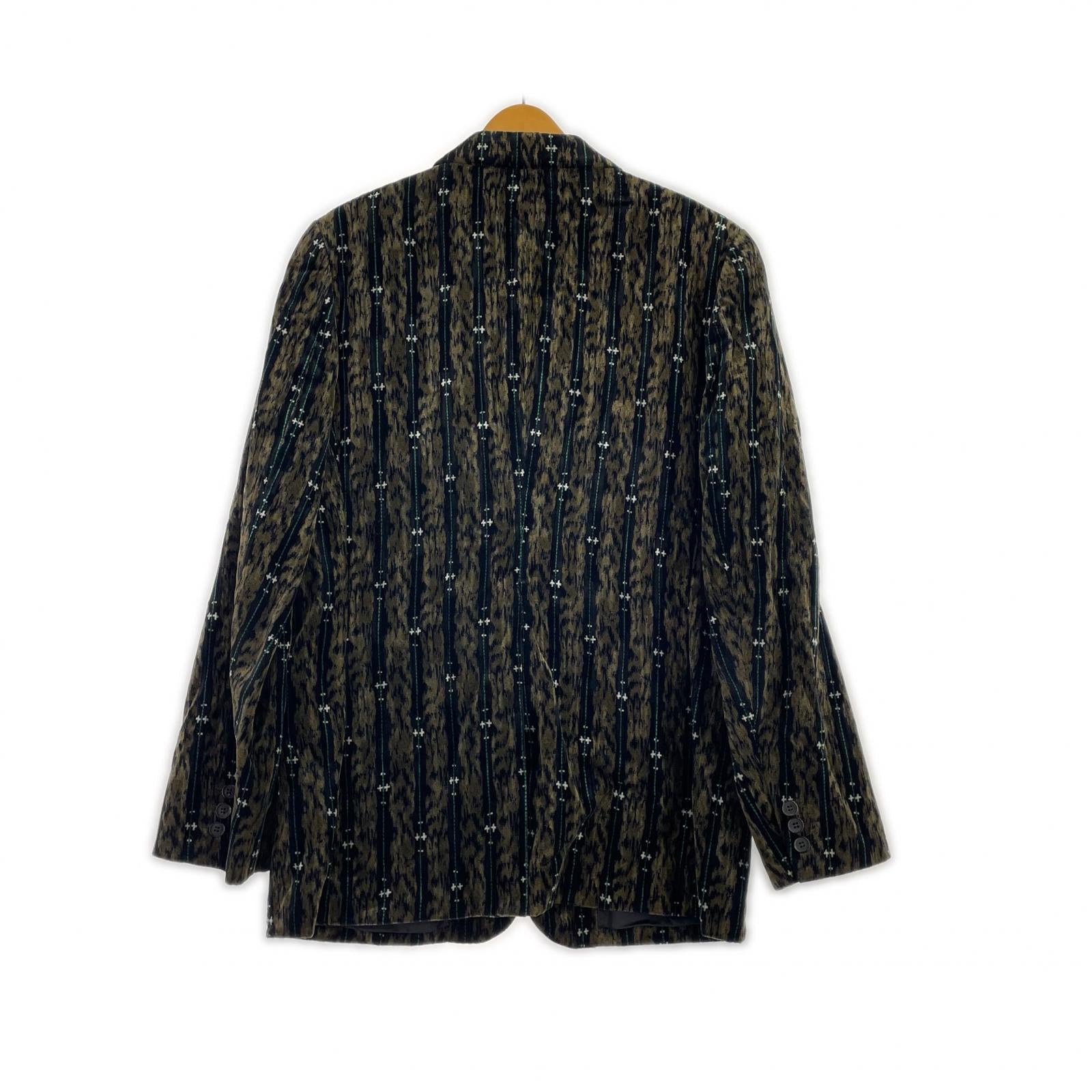 テーラードジャケット HOMME PLUS ベロア ストライプ ジャケット 茶 PC-J049 M M ブラウン