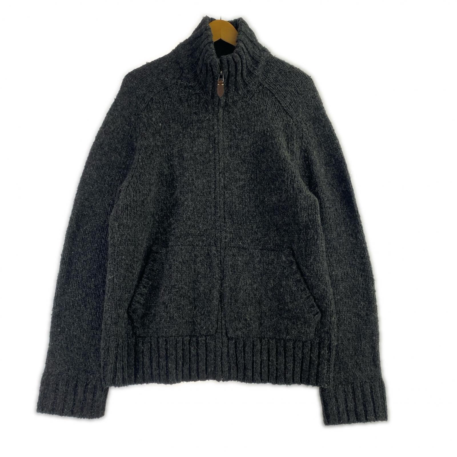 ジャケット エルボーパッチ ドライバーズニット フルジップ L L ブラック