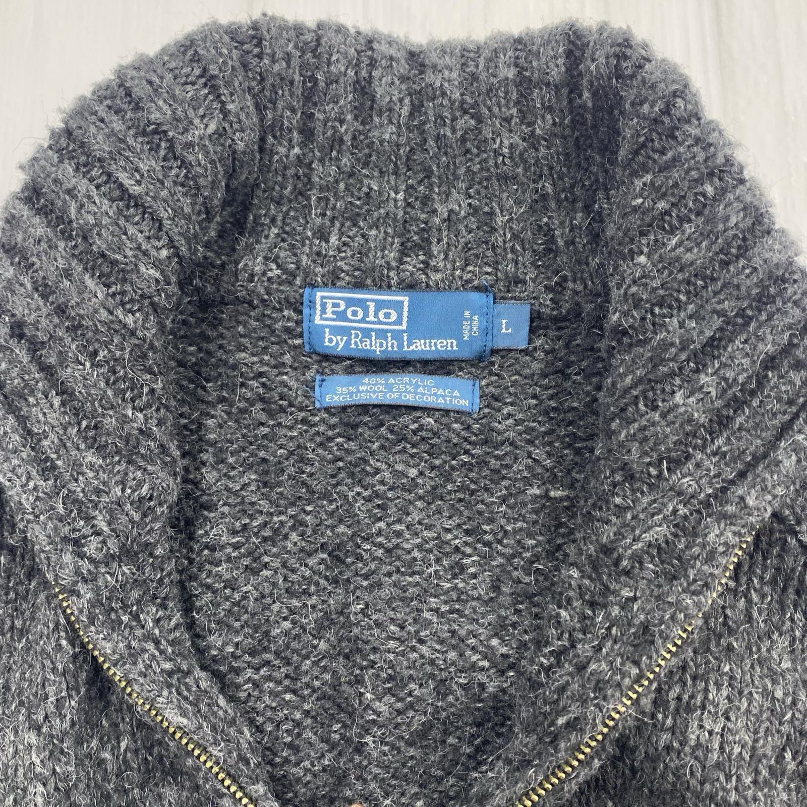 ジャケット エルボーパッチ ドライバーズニット フルジップ L L ブラック