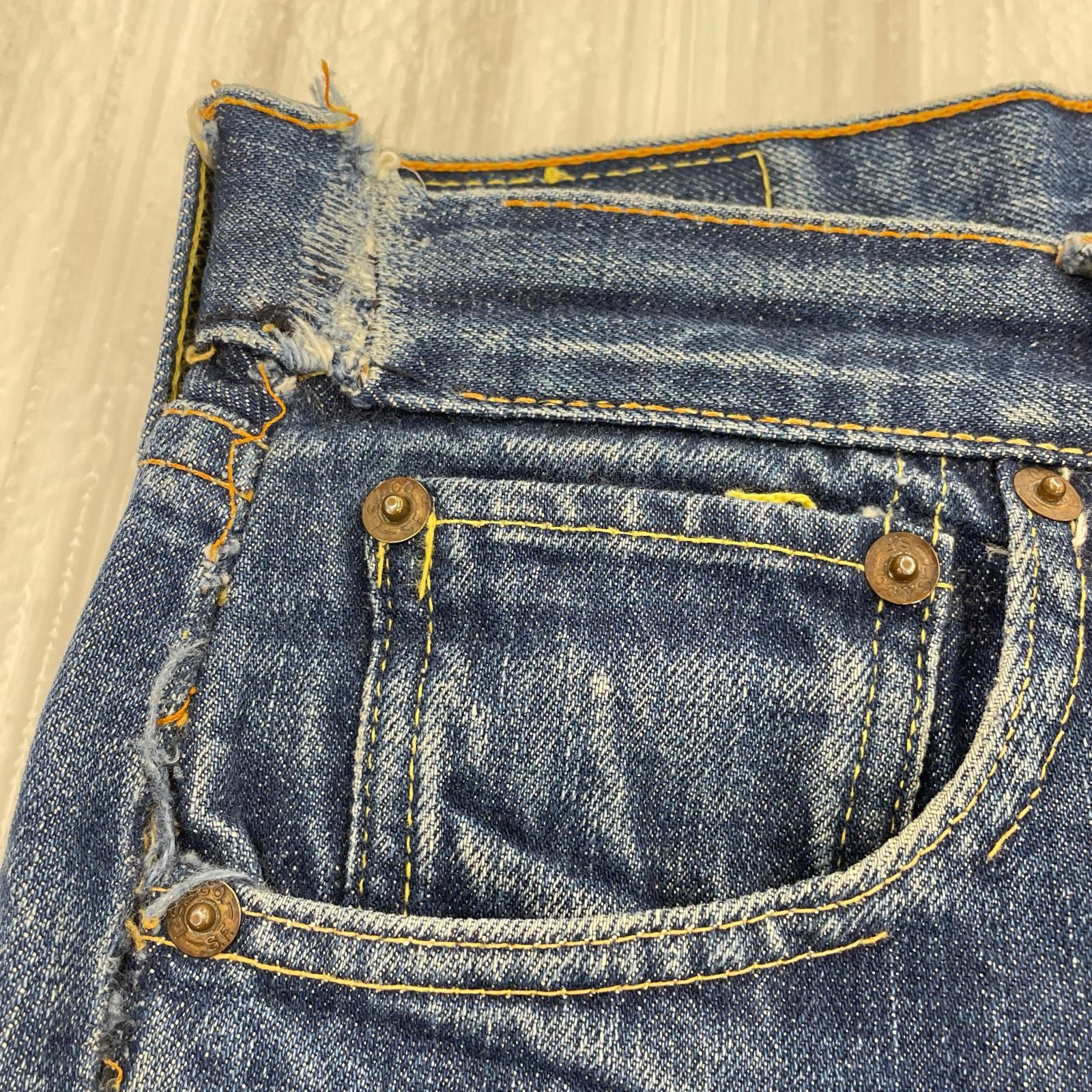 デニムパンツ 70s/501/66/BIGE ネイビー