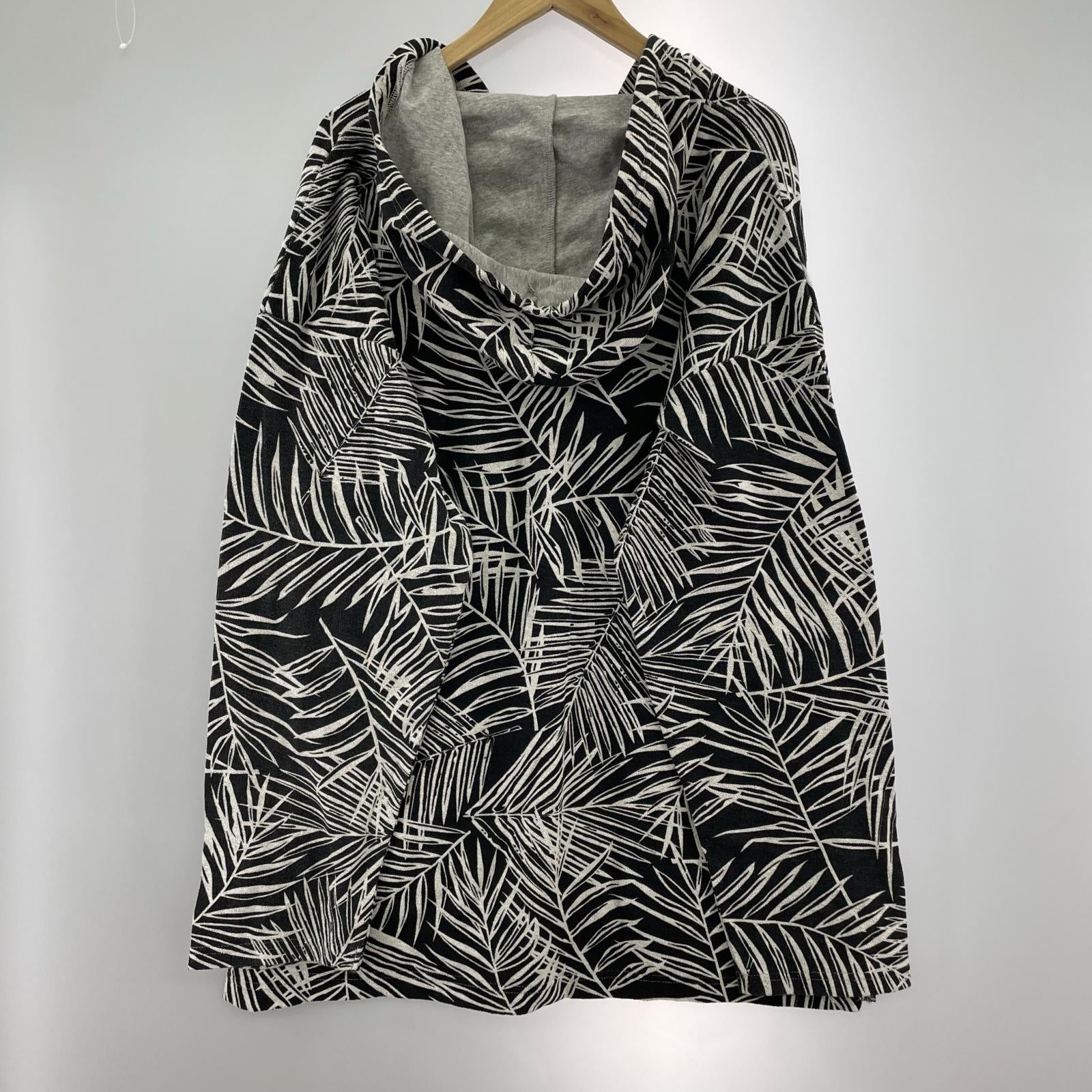 パーカー メキシカンパーカー 総柄 黒グレー (XL) ブラック
