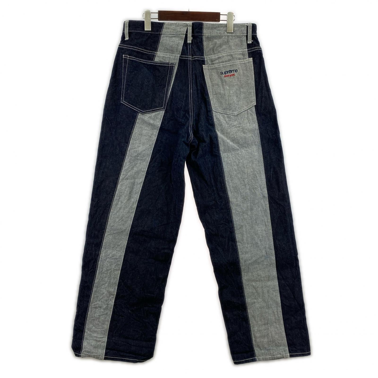 デニムパンツ Supreme 25ss Paneled Stripe Baggy Jean Indigo 32 32 ネイビー
