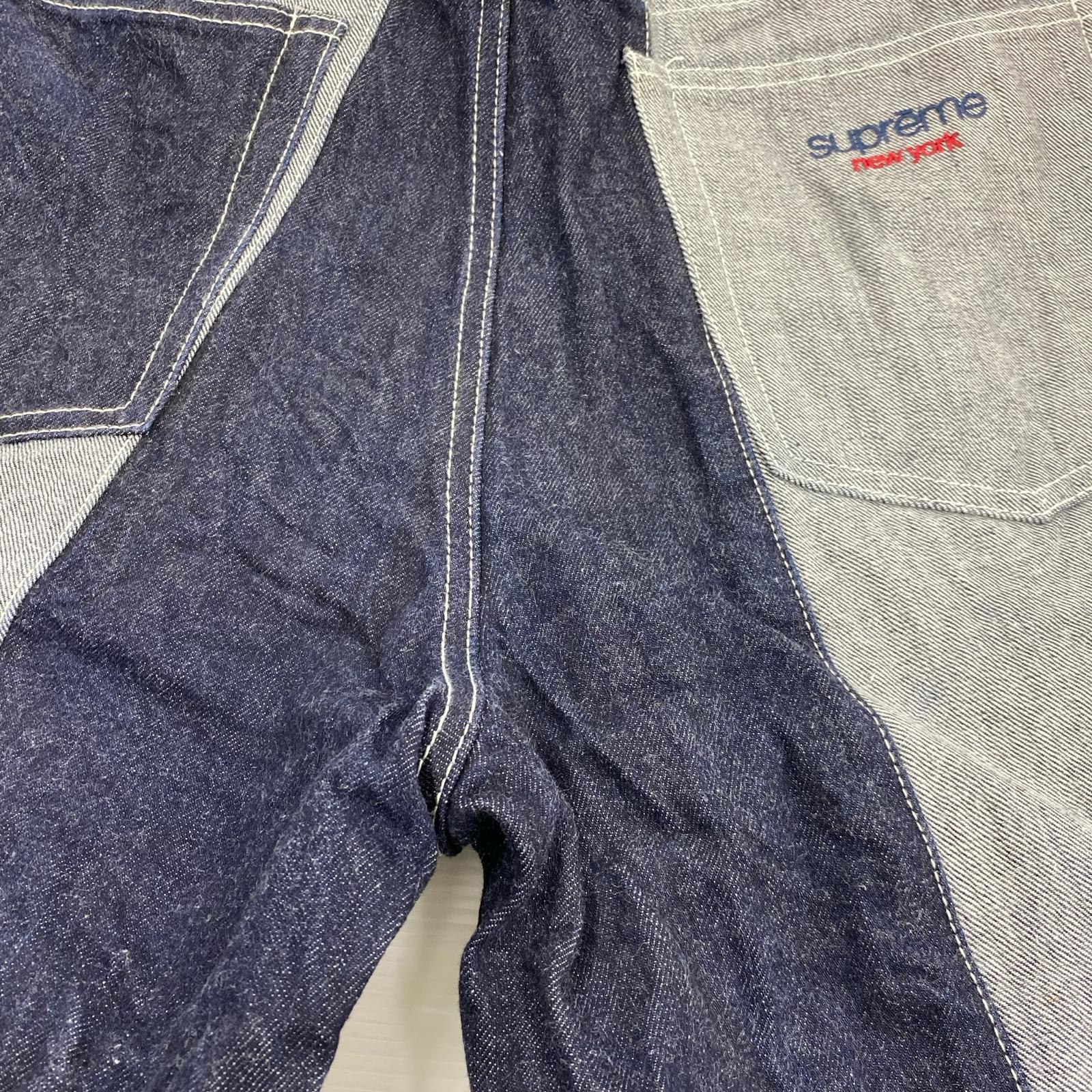 デニムパンツ Supreme 25ss Paneled Stripe Baggy Jean Indigo 32 32 ネイビー