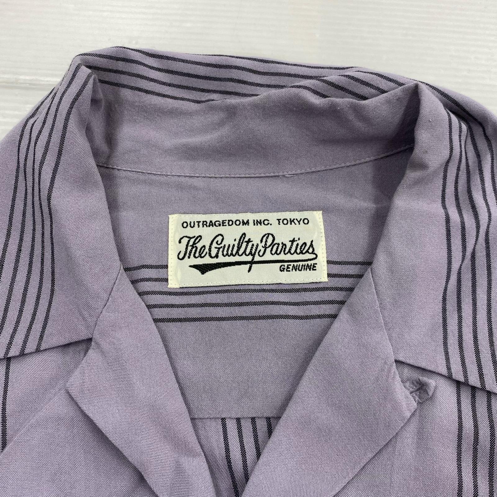 長袖シャツ WACKO MARIA Stripe 50's Shirt ストライプ オープンカラーシャツ M ライトパープル M パープル