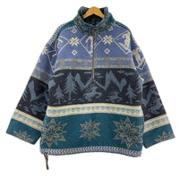 ジャケット 90s ノルディックハーフジッププルオーバー M NVY M