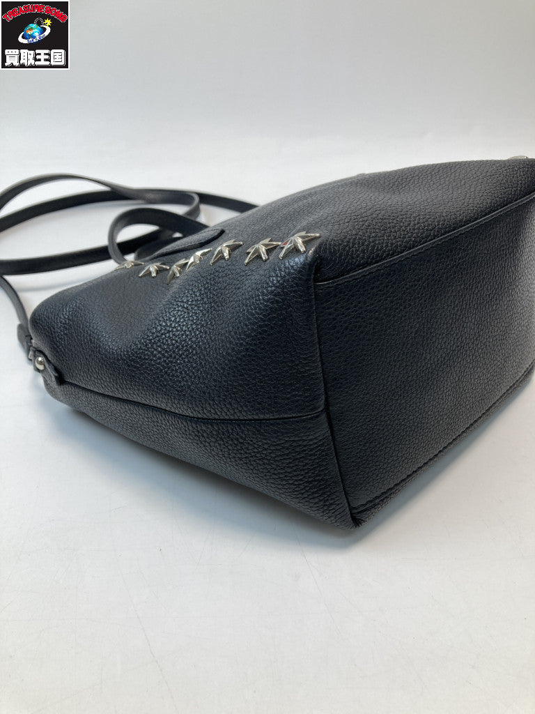 JIMMY CHOO カーフレザー スタースタッズ 2WAYバッグ ブラック