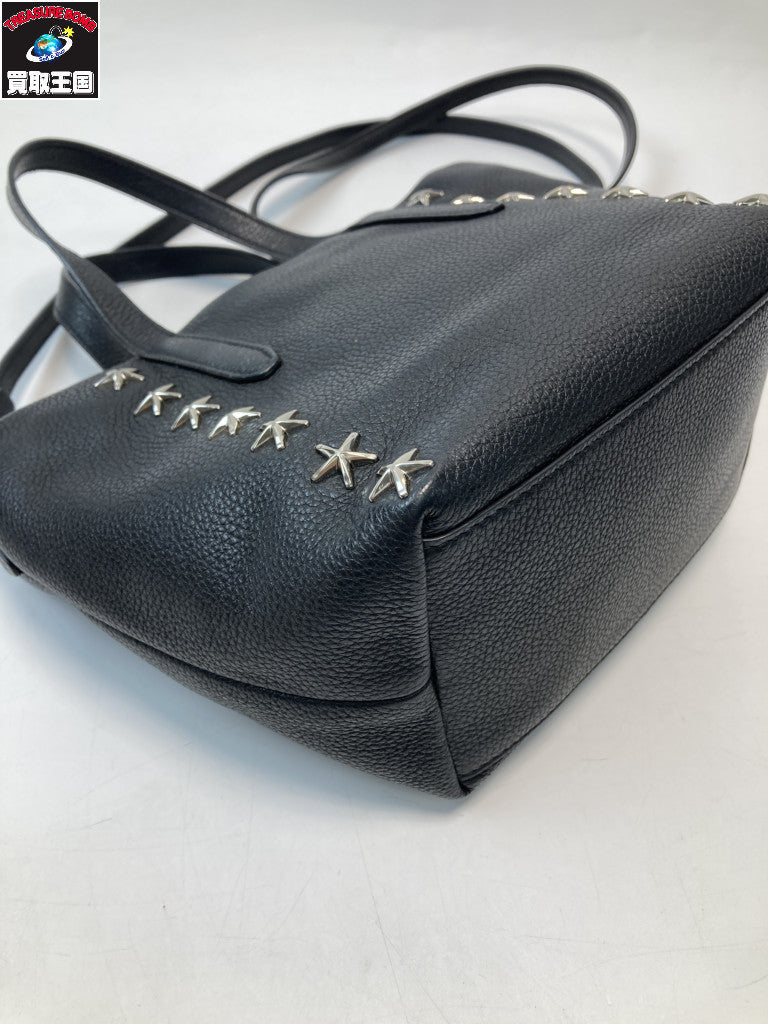 JIMMY CHOO カーフレザー スタースタッズ 2WAYバッグ ブラック