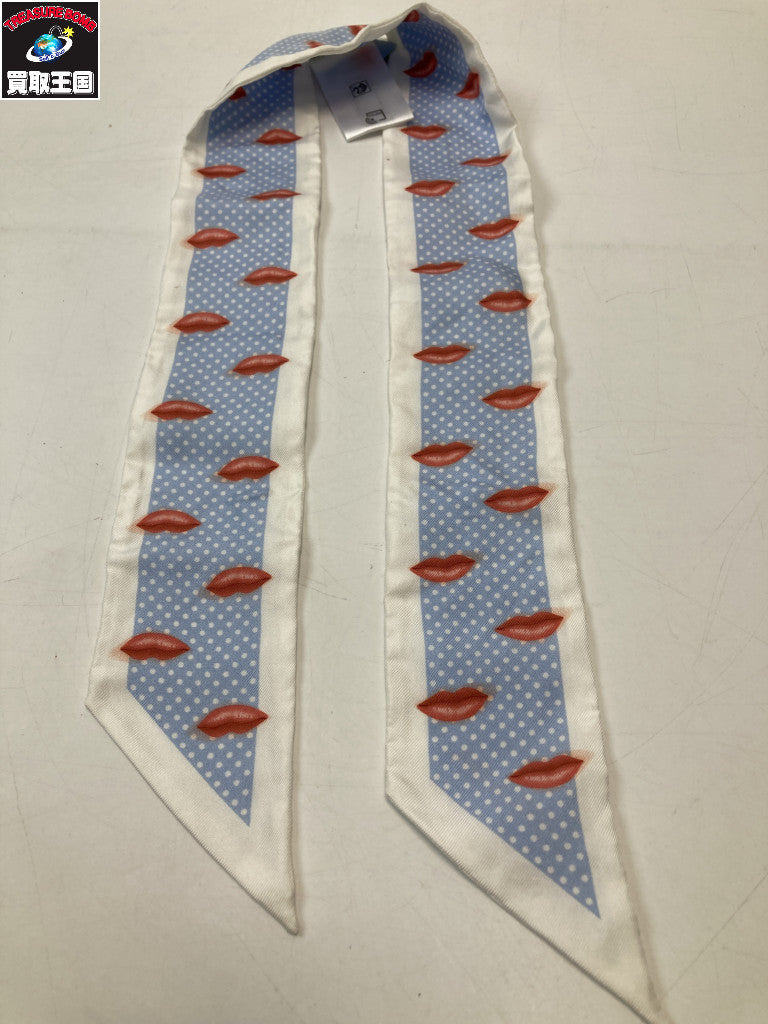 PRADA TWILL BOCCHE リッププリント シルクツイルスカーフ