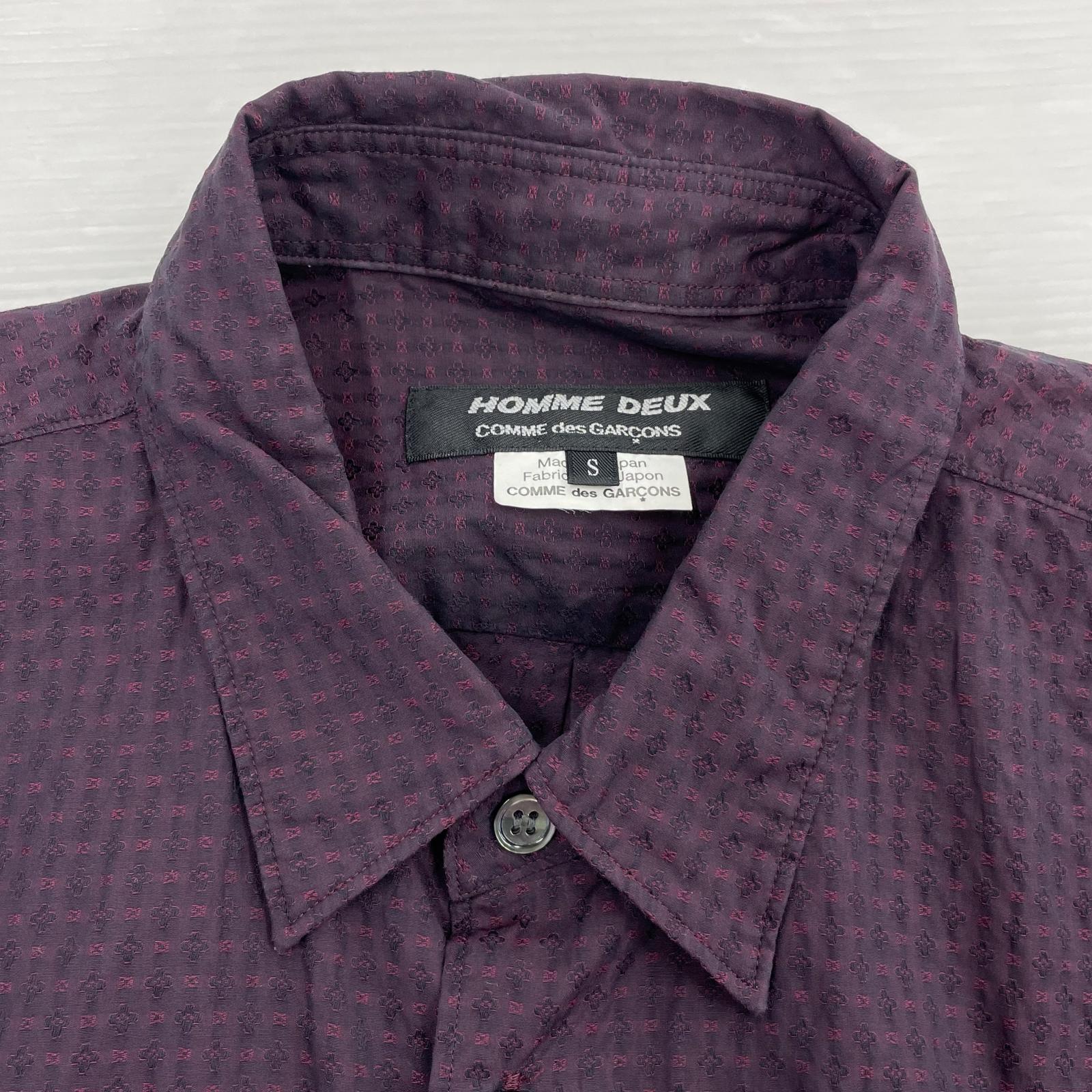 長袖シャツ COMME des GARCONS HOMME DEUX 22AW フラワージャガードシャツ S ボルドー S