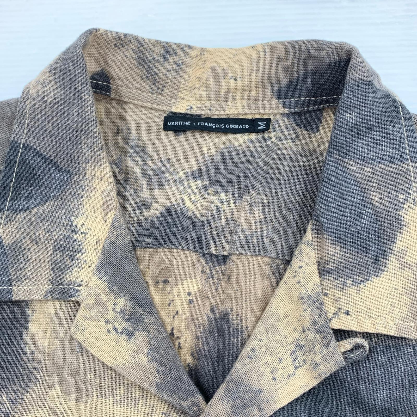 半袖シャツ MARITHE + FRANCOIS GIRBAUD コットン×リネン 総柄オープンカラーシャツ M ベージュ系 M ブラウン